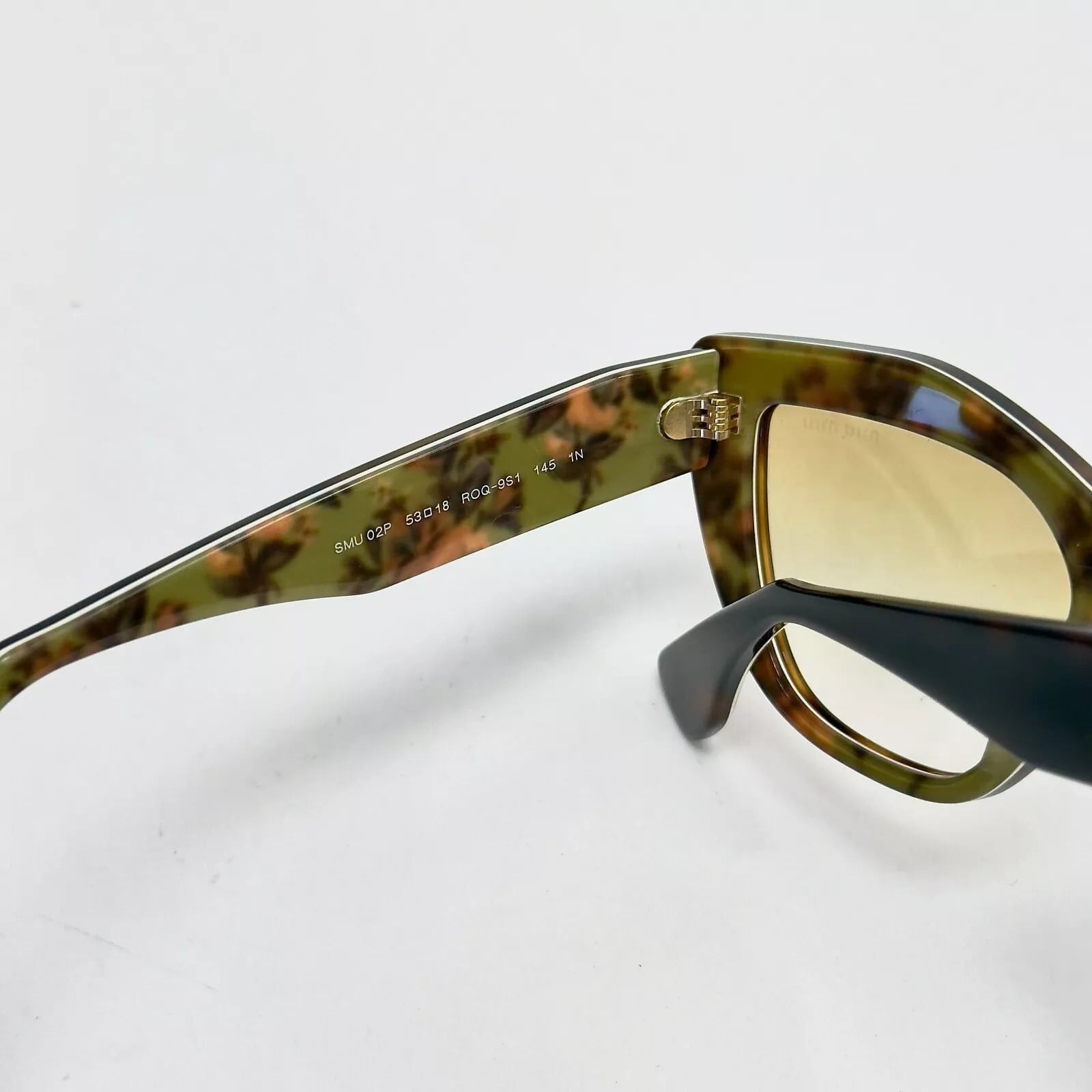Miu Miu MIU MIU 02P MU02PS Brown Havana Green Floral Sunglasses Size ONE SIZE - 4 Thumbnail
