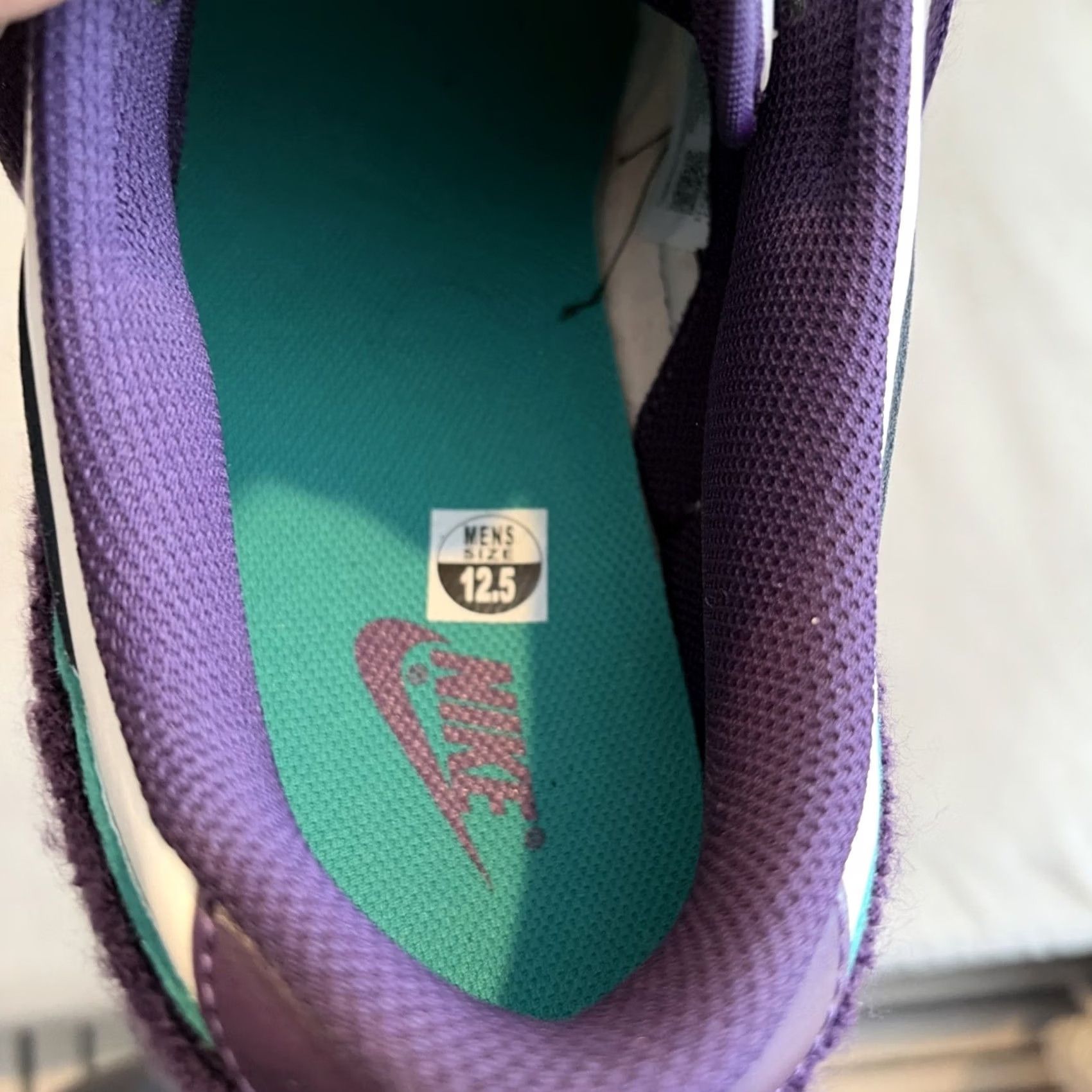 Nike Nike Dunk Low Chenille Swoosh Grand Purple - Size 12.5 Men's Sneaker White Leather 2022 DQ7683-100 Size US 13 / EU 46 - 5 Thumbnail