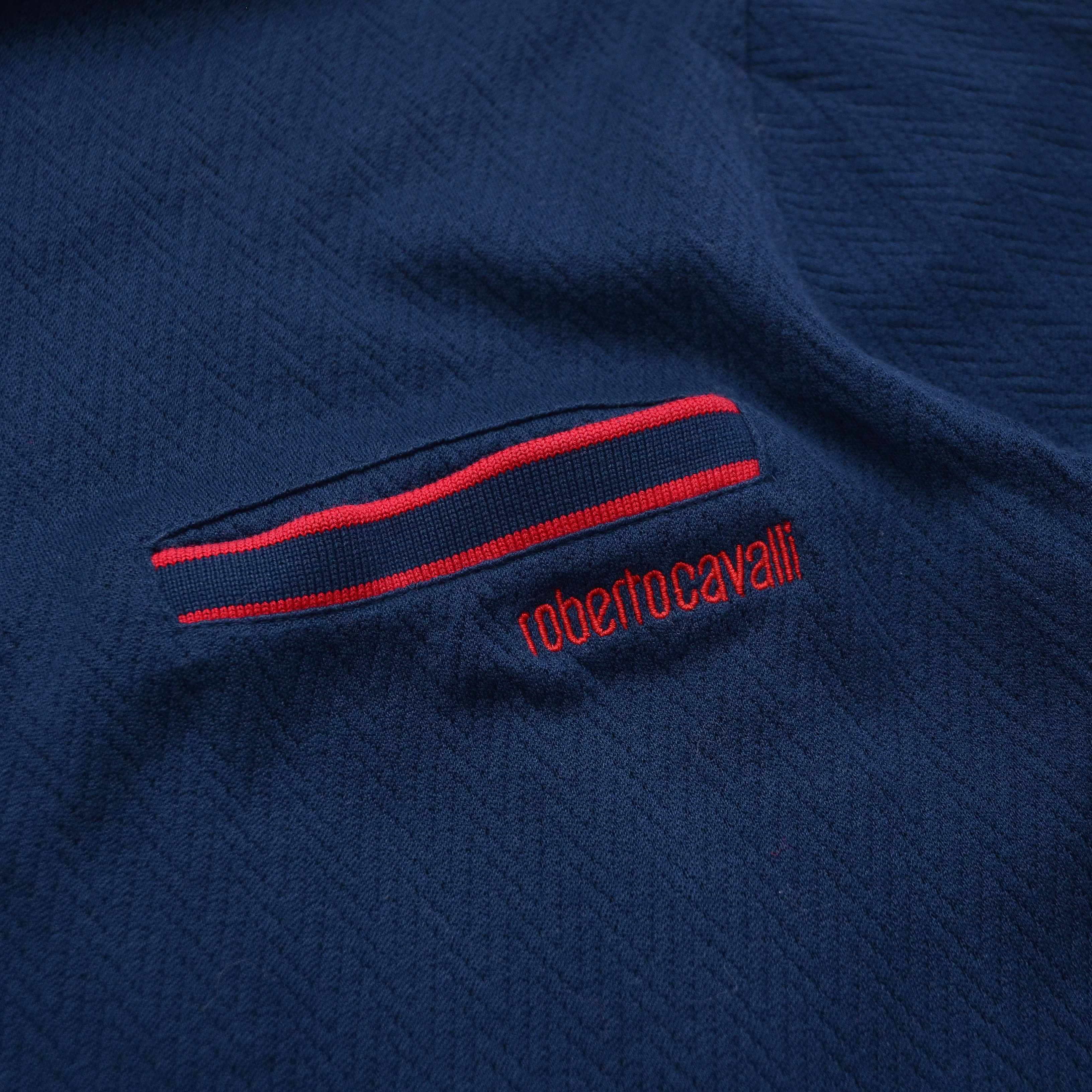 Roberto Cavalli Roberto Cavalli Embroidered Logo Knit Polo in Navy Size M Size US M / EU 48-50 / 2 - 5 Thumbnail