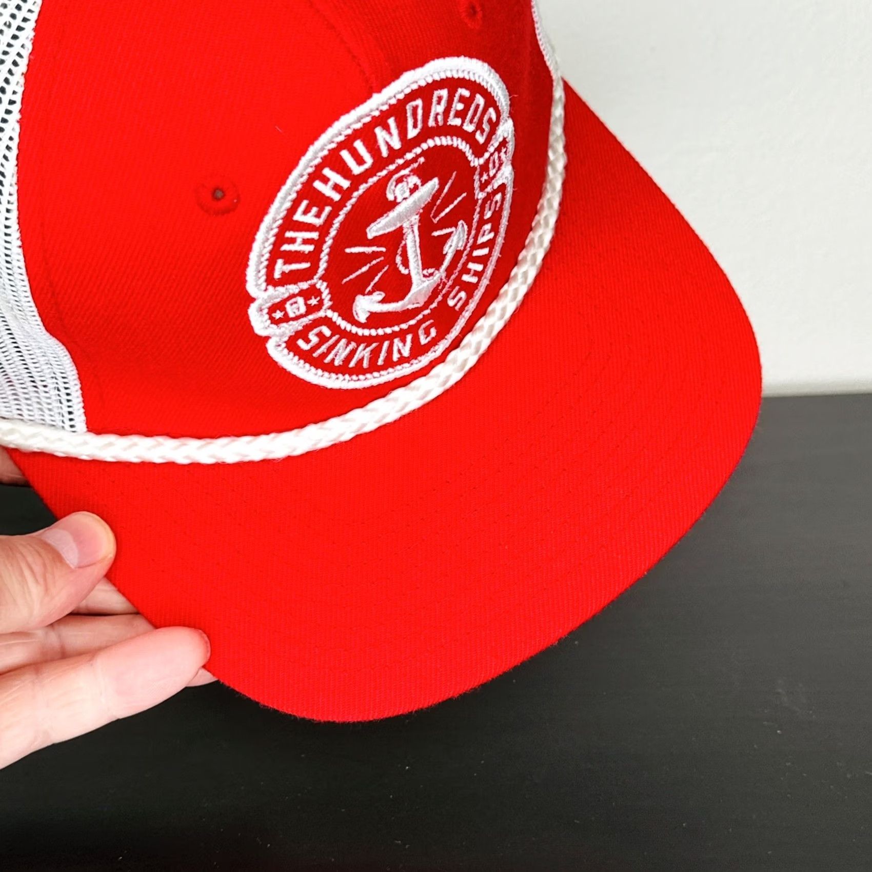 The Hundreds The Hundreds Trucker Hat Snapback Red White Sinking Ships Rope Cap Mens One Size Size ONE SIZE - 3 Thumbnail