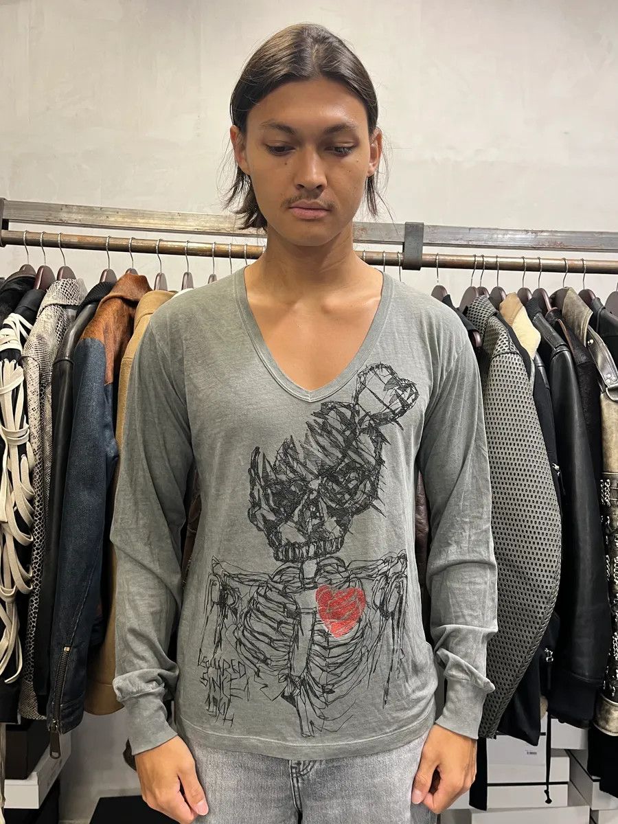 Designer × Dsquared2 × Vintage AW2010 Dsquared2 Skeleton Lover Grey Longsleeves Size US M / EU 48-50 / 2 - 1 Thumbnail