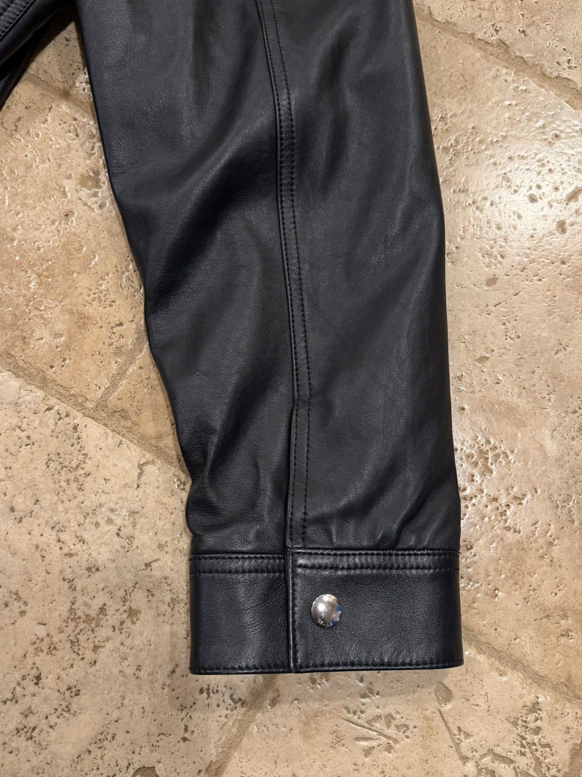 Celine Celine x Hedi SS23 Runway Bauhaus Leather Trucker Jacket Size US XL / EU 56 / 4 - 11 Thumbnail