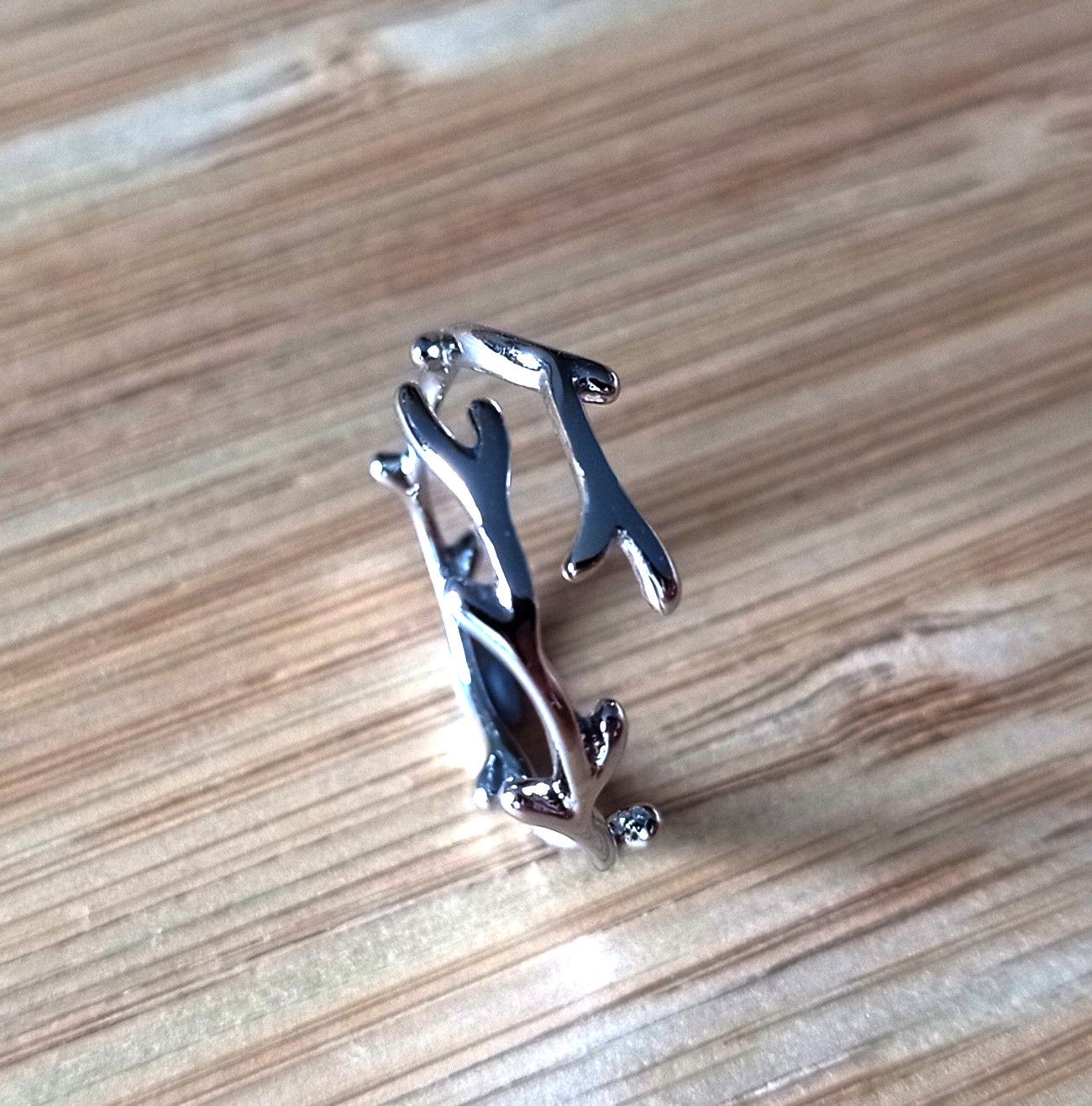 Designer × Vintage Punk Rock Tree of Life Tiny Silver Ring Jewelry Chrome Size ONE SIZE - 4 Thumbnail