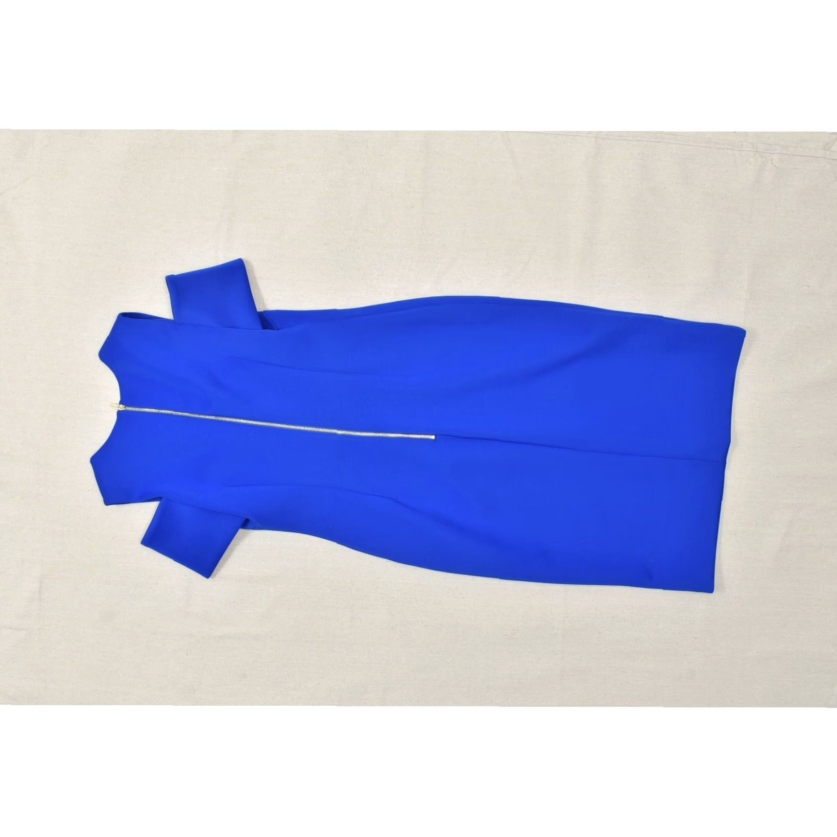 Calvin Klein Women\'s Royal Blue Sheath Dress with Gold Zipper Size 4  Polyester
