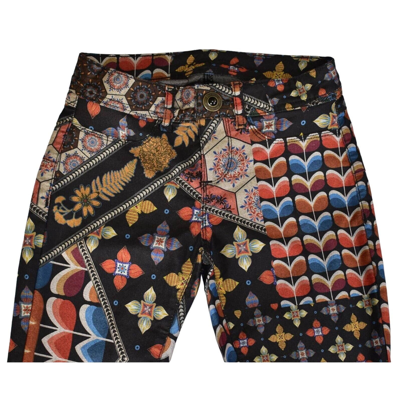 Desigual NEW DESIGUAL Holly Asymmetric Print Skinny Jeans Pants EU 34 Size 27" / US 4 / IT 40 - 2 Thumbnail
