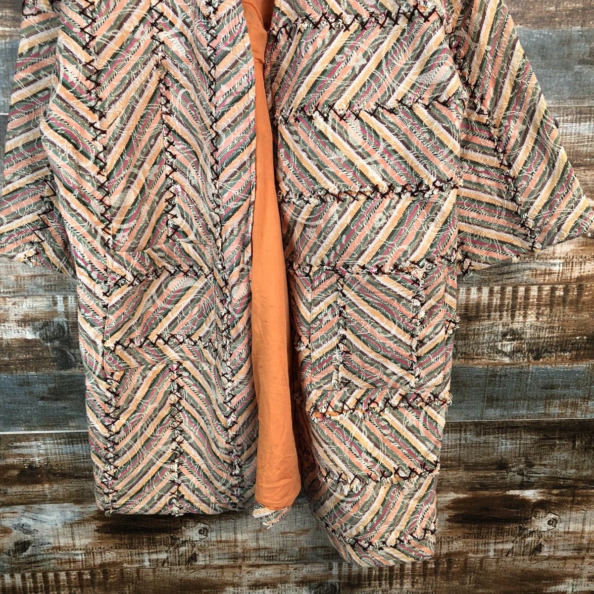 Homespun Knitwear Japan vintage patchwork sashiko kimono cardigan Knit #A1525 Size US XL / EU 56 / 4 - 6 Thumbnail