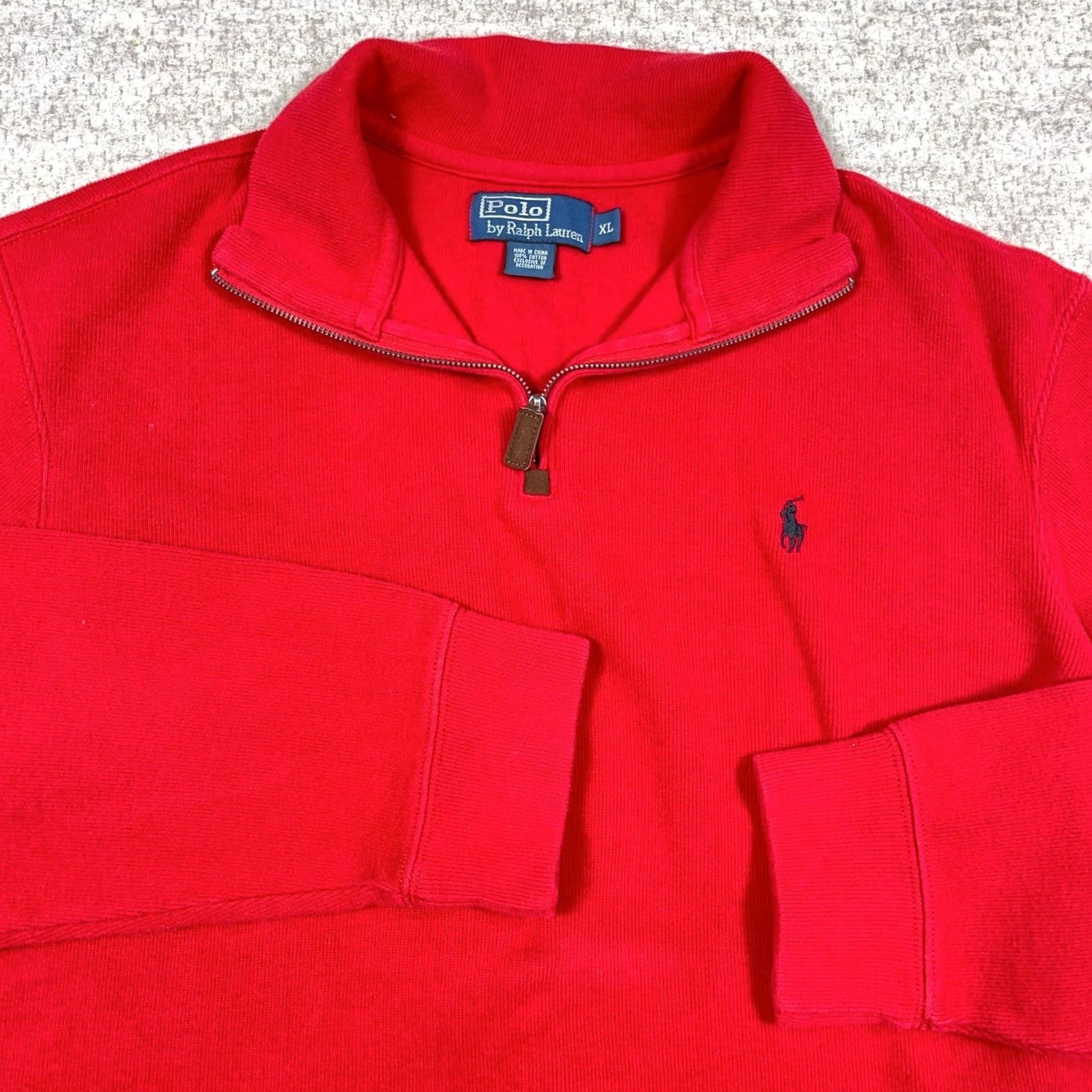 Polo Ralph Lauren VINTAGE Polo Ralph Lauren Sweater Mens XL Red 1/4 Zip Pullover Mock Neck Solid Knit ** Size US XL / EU 56 / 4 - 3 Thumbnail