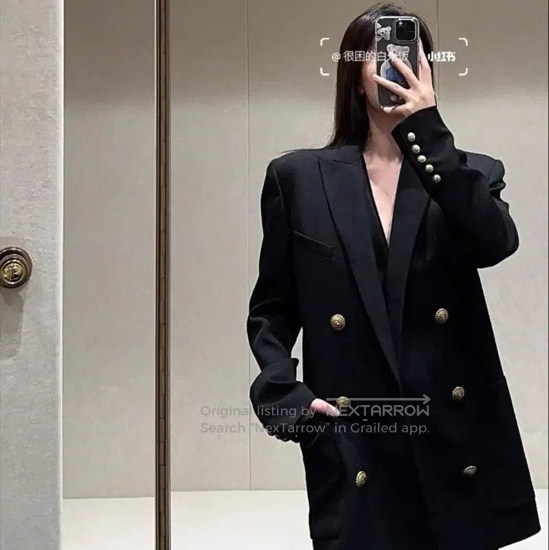 Balmain Balmain Women's Black Double-Breasted Jacket . Size L / US 10 / IT 46 - 6 Thumbnail