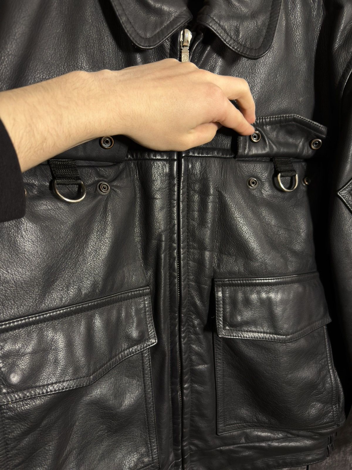 Vintage Crazy Vintage 90s Polizei Leather Aviator Jacket Vetements Size US L / EU 52-54 / 3 - 23 Thumbnail