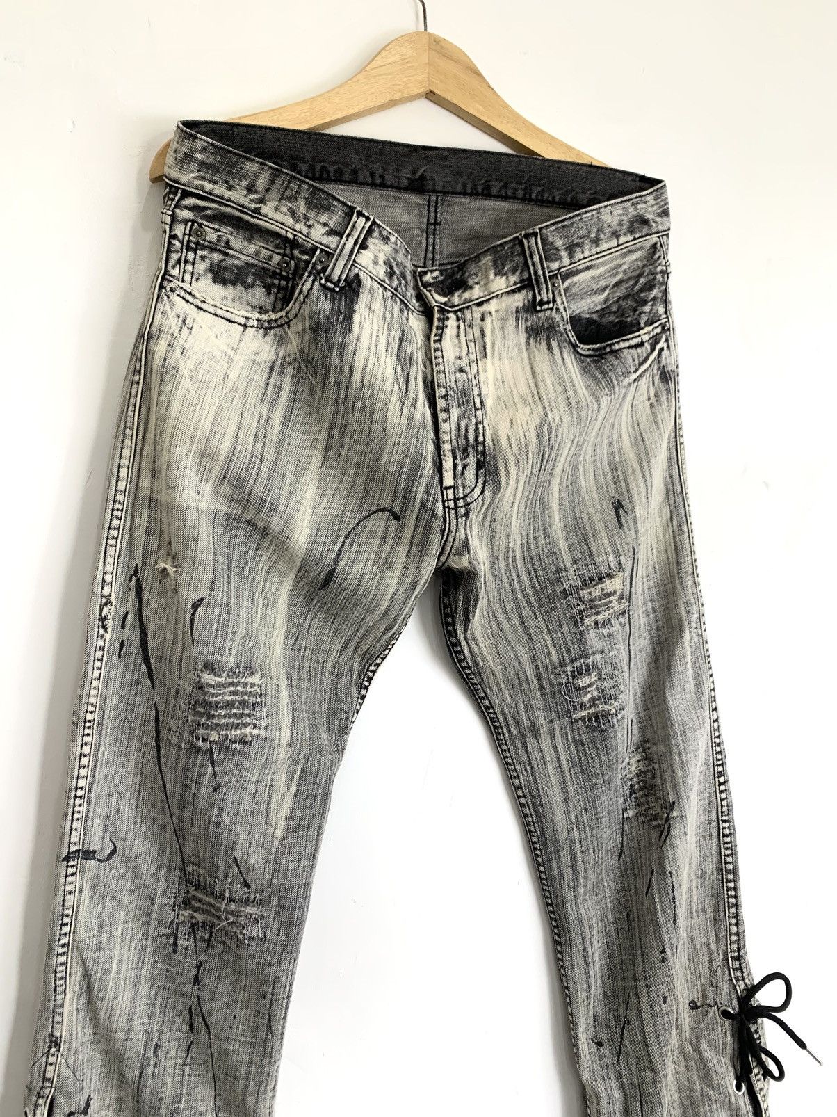 Le Grande Bleu (L.G.B.) Lace up flared splater vkei style japanese brand Size US 34 / EU 50 - 3 Thumbnail