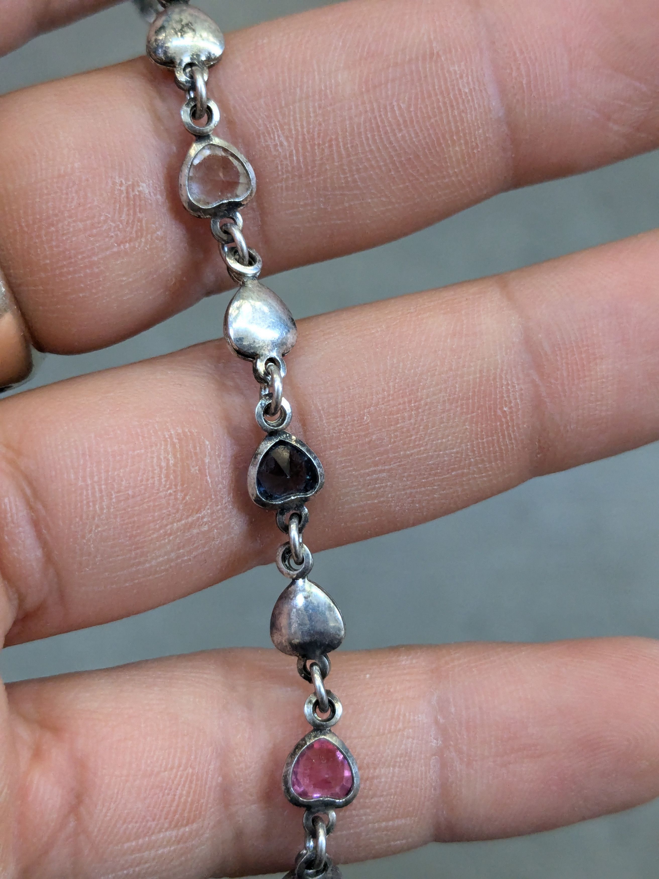 Jewelry Vintage Sterling Silver Bracelet Heart Rainbow Y2K Cute Size ONE SIZE - 15 Thumbnail