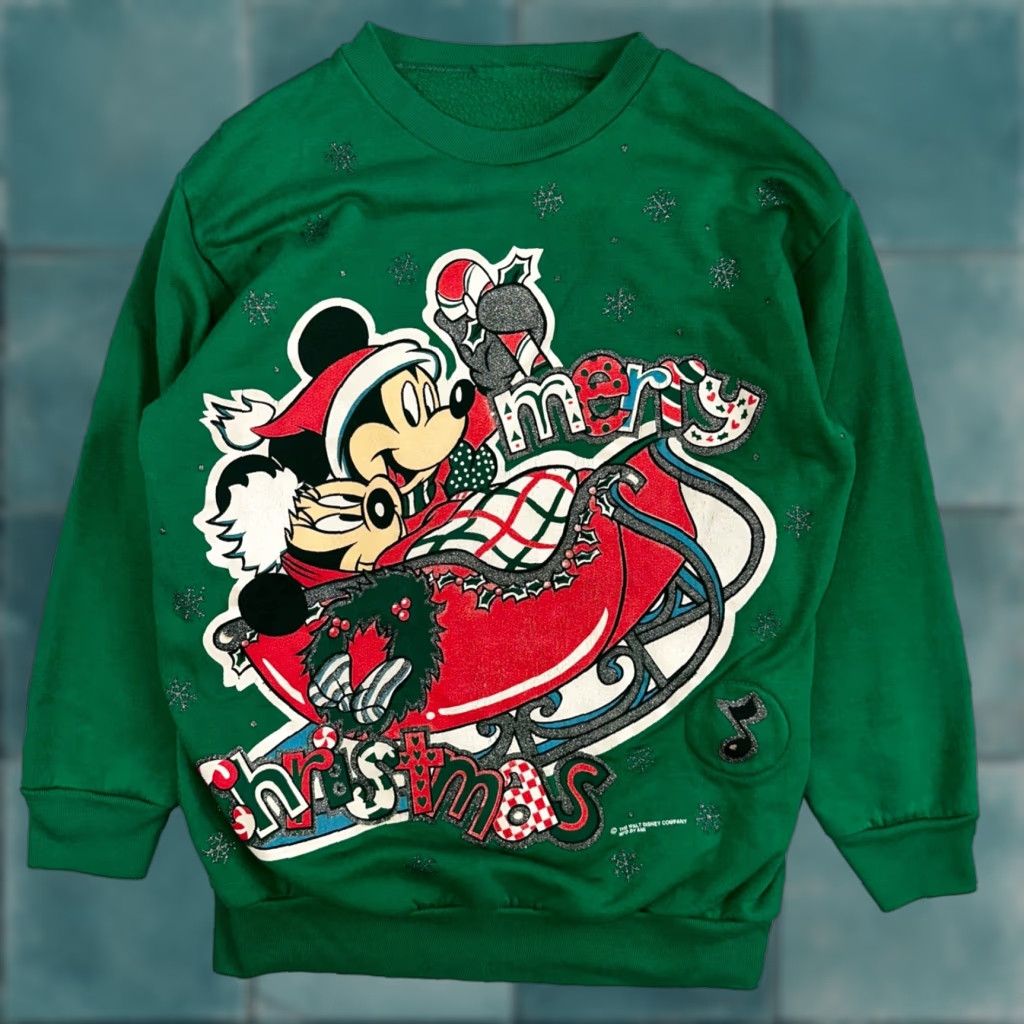 Disney VINTAGE Disney Sweatshirt Crewneck Men Green Mickey Minnie Pluto 90s Cartoon Christmas Christmas Pullover ID Size US S / EU 44-46 / 1 - 1 Thumbnail