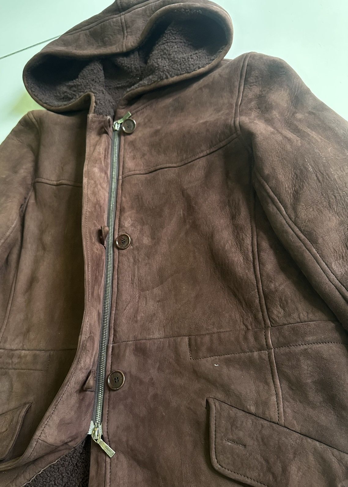 Loewe ❤️VINTAGE❤️ LOEWE LEATHER SHEARSLING LONG JACKETS Size S / US 4 / IT 40 - 5 Thumbnail