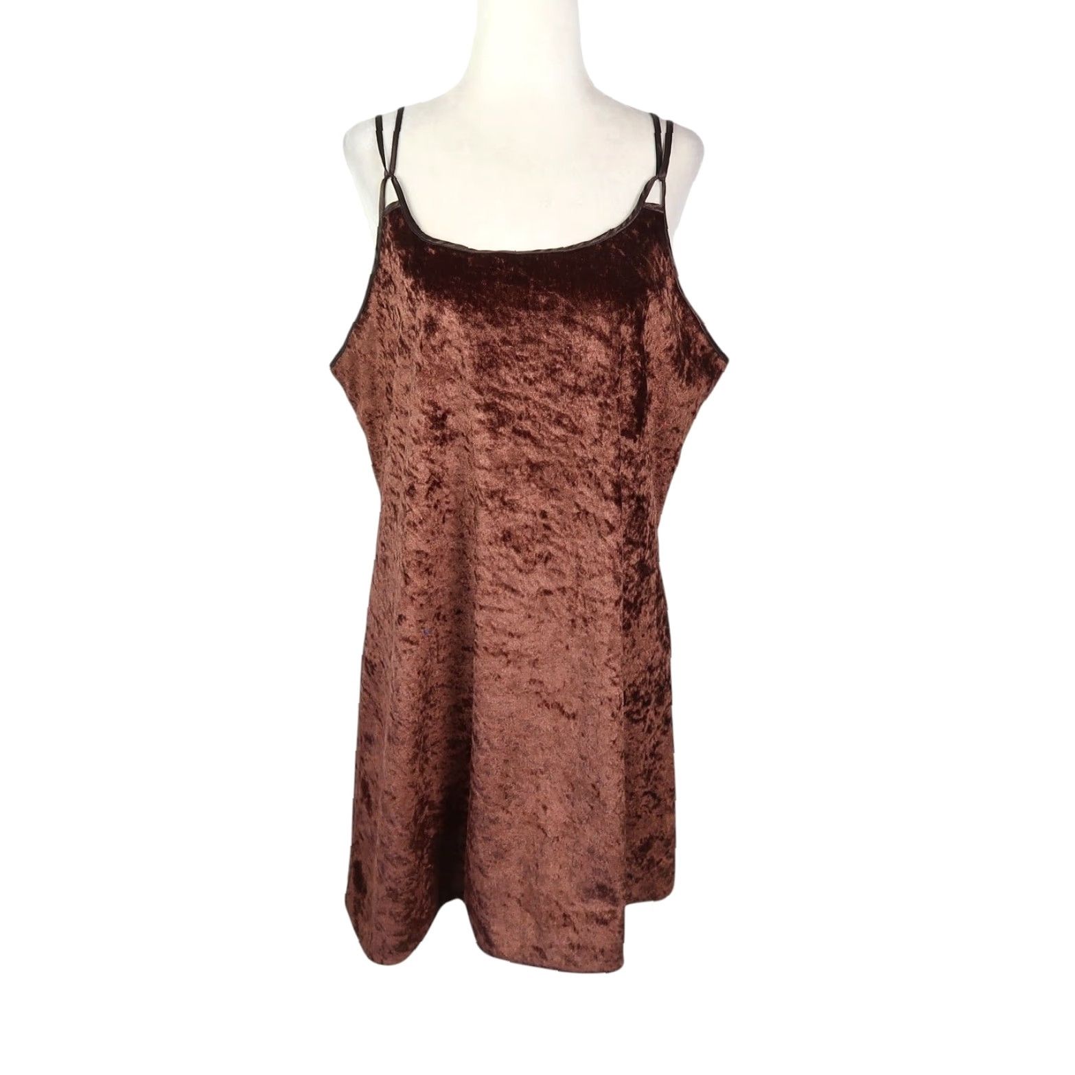 Velvet VINTAGE California Miss Velvet Slip Mini Dress L Brown 80s Womens Size L / US 10 / IT 46 - 2 Thumbnail