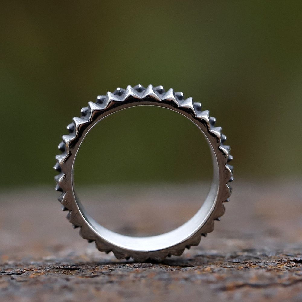 Jewelry × Vintage SIZE 10 316L Stainless Steel Retro Gear Ring Size ONE SIZE - 6 Thumbnail