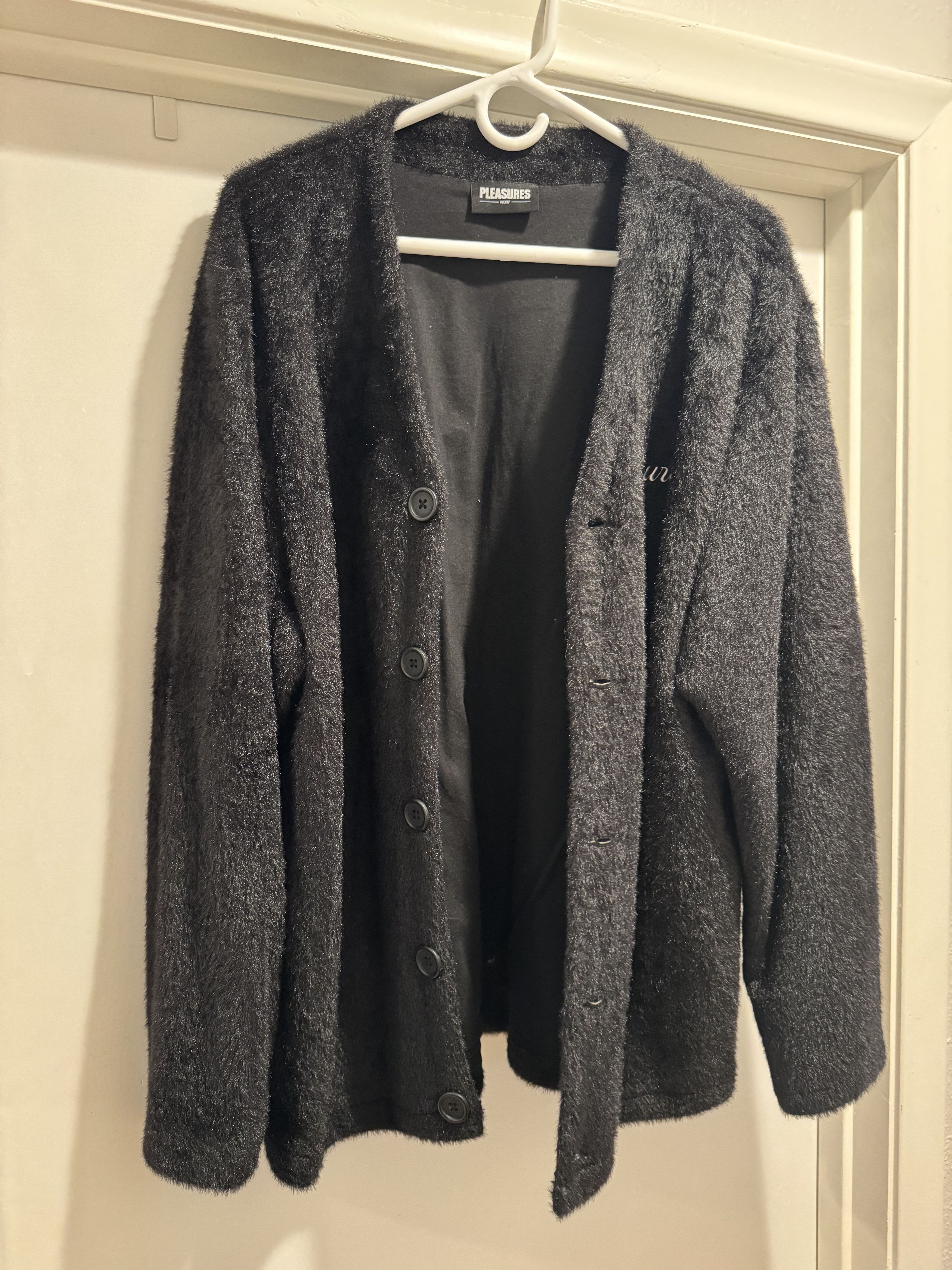 Pleasures New Black Pleasures Fuzzy Cardigan Size XL Heavyweight Grailed