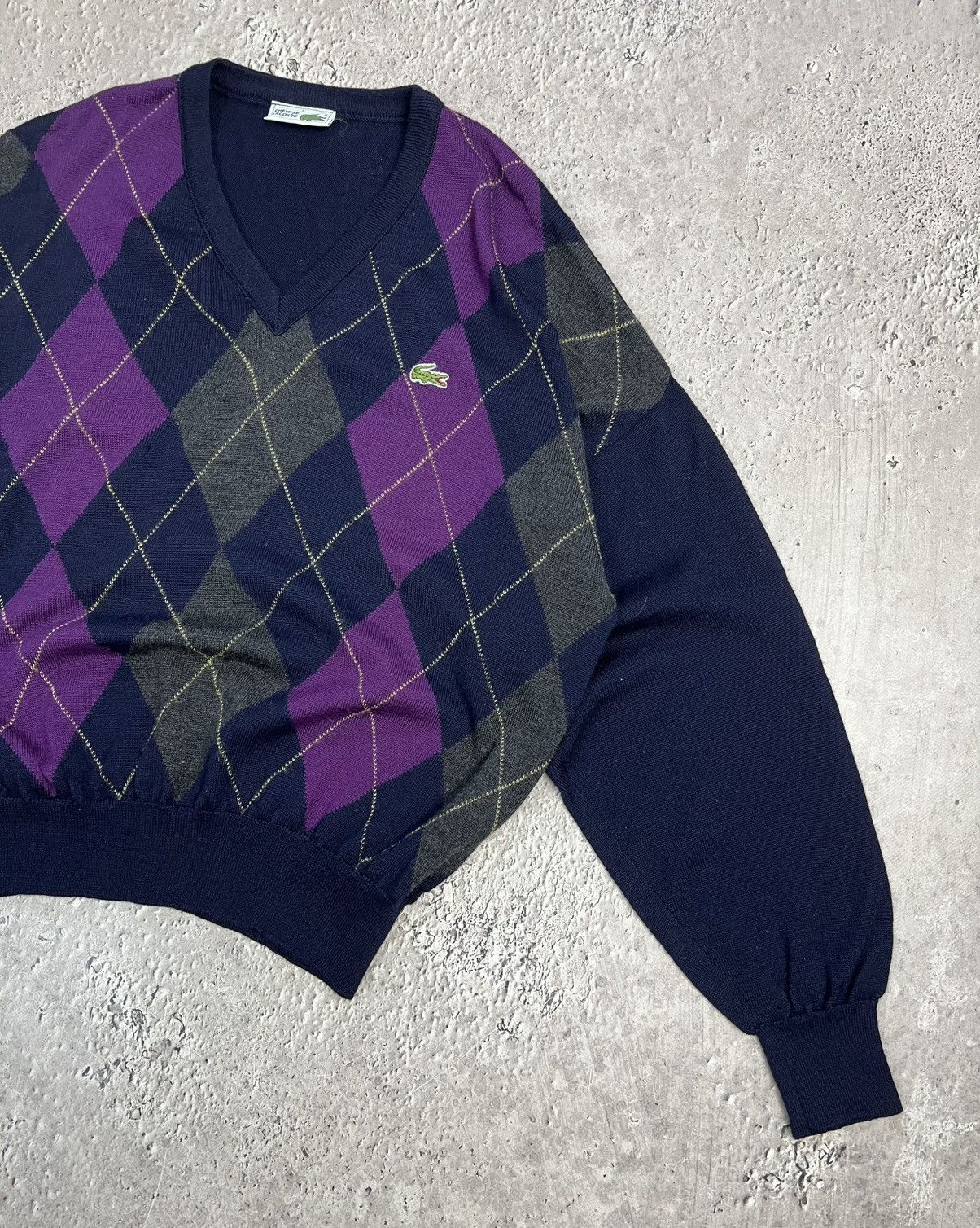 Lacoste × Vintage Vintage Lacoste Knit Wool Vneck Cardigan Sweater Size US M / EU 48-50 / 2 - 2 Thumbnail