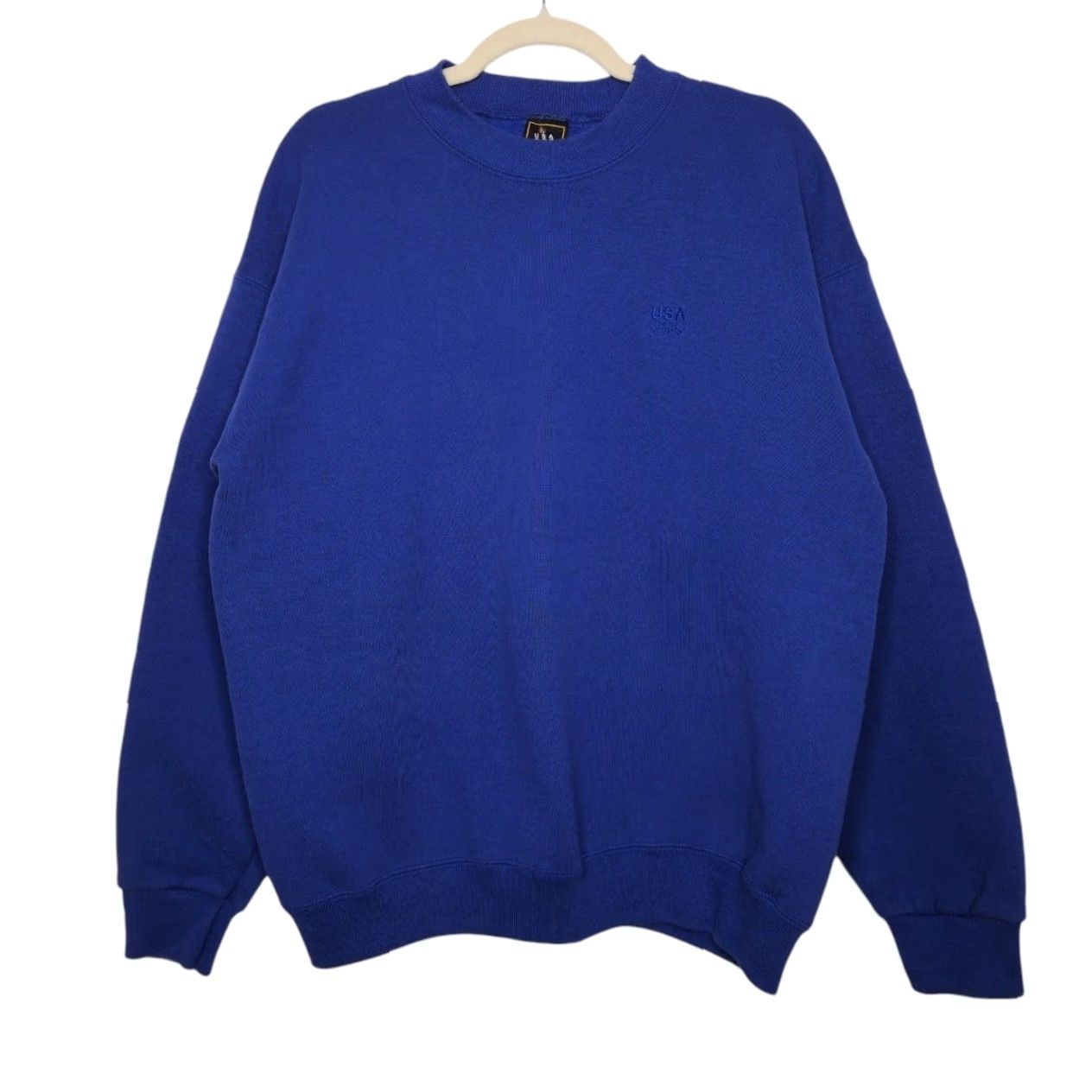 Vintage VINTAGE USA Olympics Sweatshirt Large L Unisex Adults Blue Pullover Crewneck 90s Spellout Logo Size US L / EU 52-54 / 3 - 2 Thumbnail