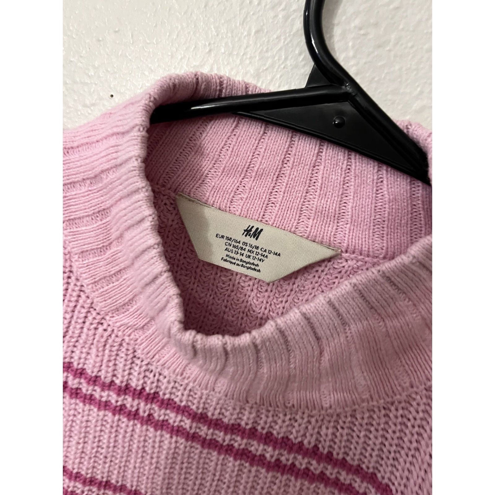Vintage H & M Girls' Striped Ribbed Sweater Pink Multi Size 16/18 Cropped Pullover Teens Size XXL / US 16-18 / IT 52-54 - 3 Thumbnail