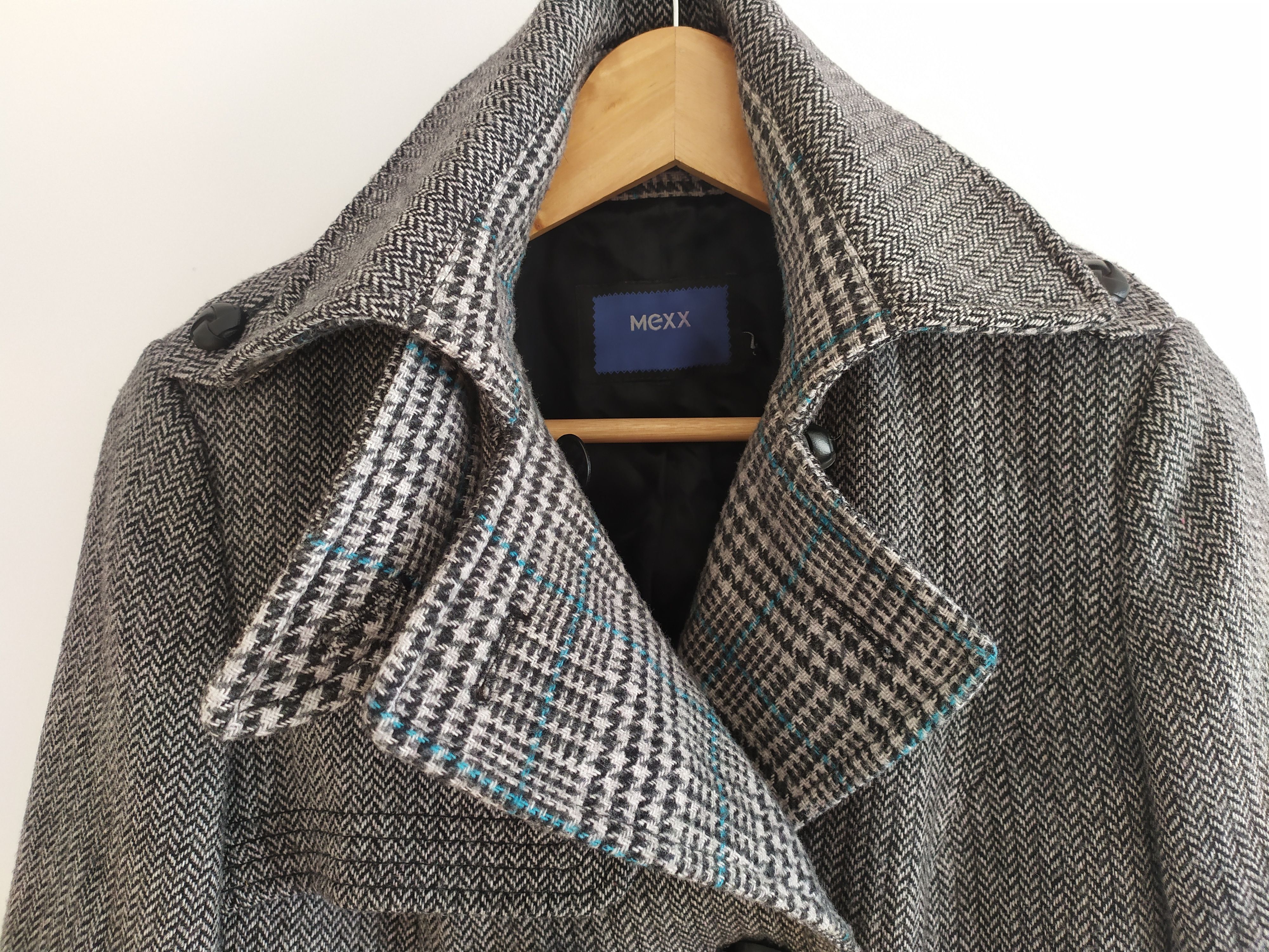Mexx Ladies Herringbone short Tweed wool Coat for Women Size XXS / US 00 / IT 34 - 3 Thumbnail
