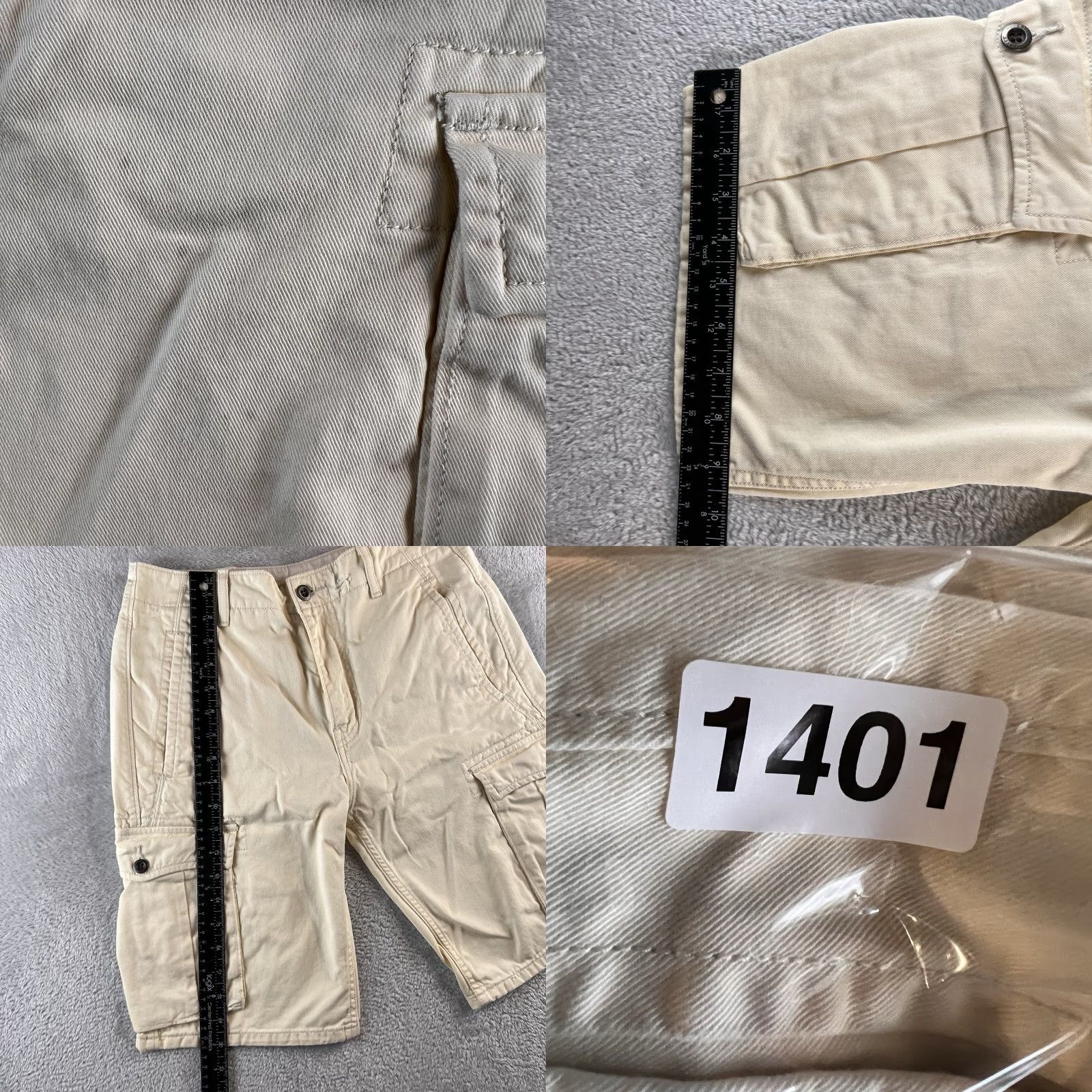 Levi's Levi's Cargo Shorts Mens 29 Ivory Cotton Canvas Flat Front Zip Pocket Read Casual Distressed 10" Inseam Regular Rise 10-12in 29x10" Ivory Size US 29 - 8 Thumbnail