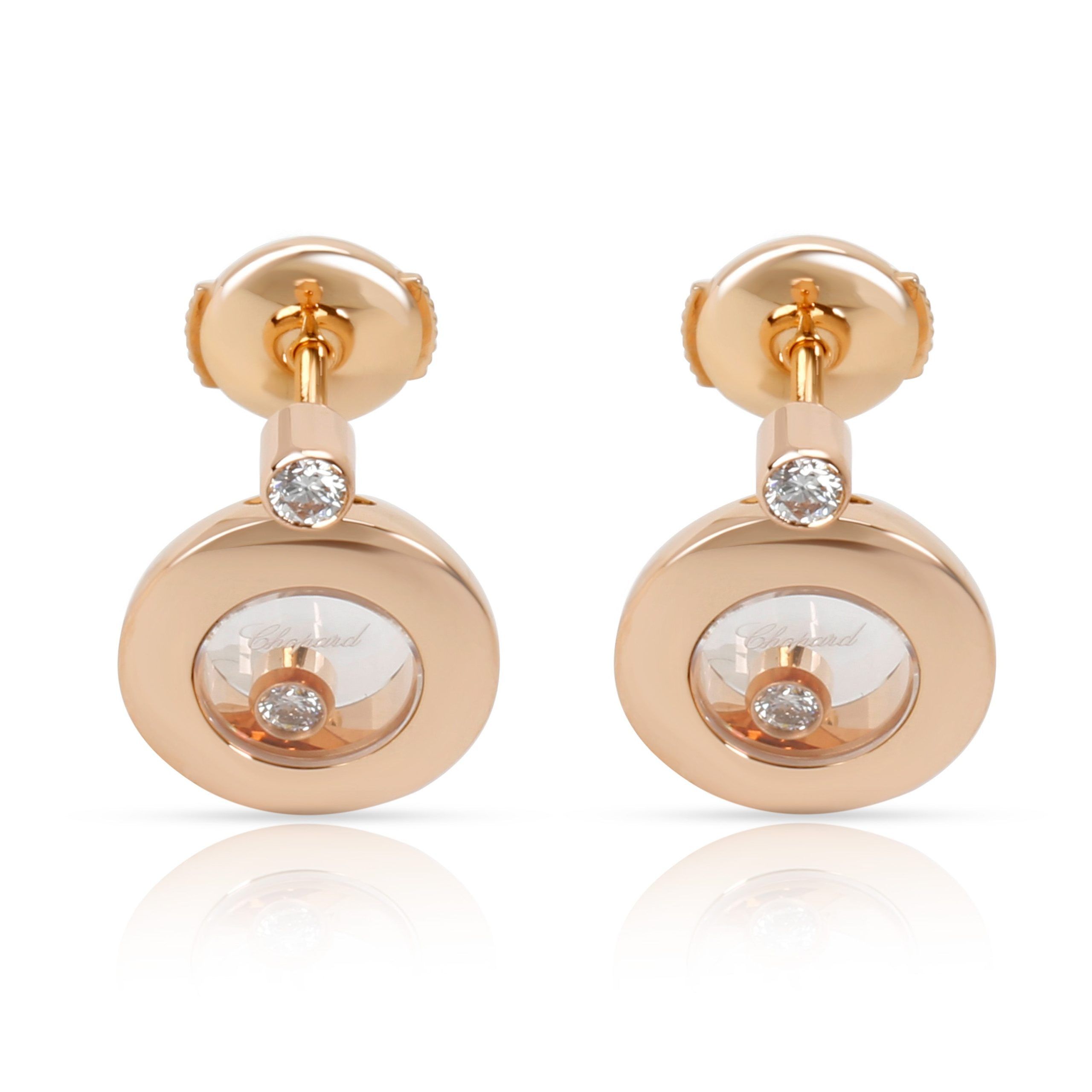 image of Chopard Happy Diamonds Earrings In 18K Rose Gold (0.18 Ctw), Women's