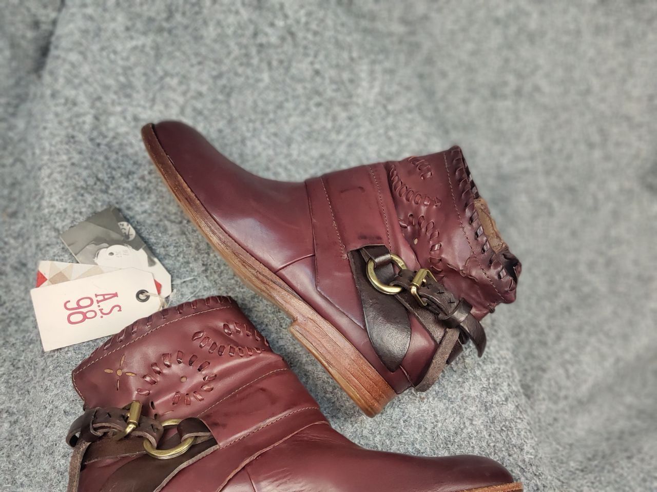 A.S.98 A.S.98 Airstep Design Zip Ankle Boots Shoes Burgundy leather Size US 7 / IT 37 - 3 Thumbnail