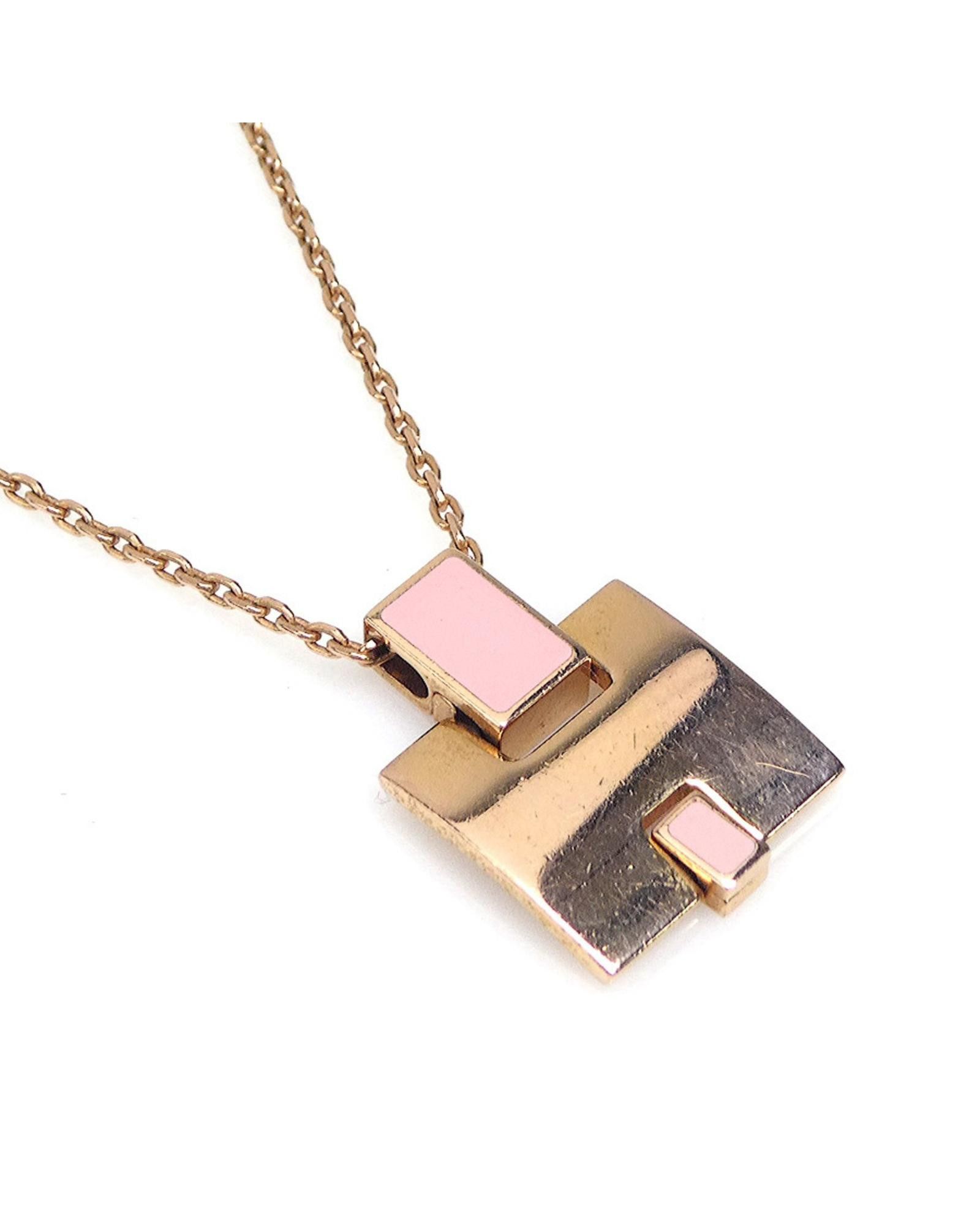 image of Hermes Golden Enamel Necklace For Women