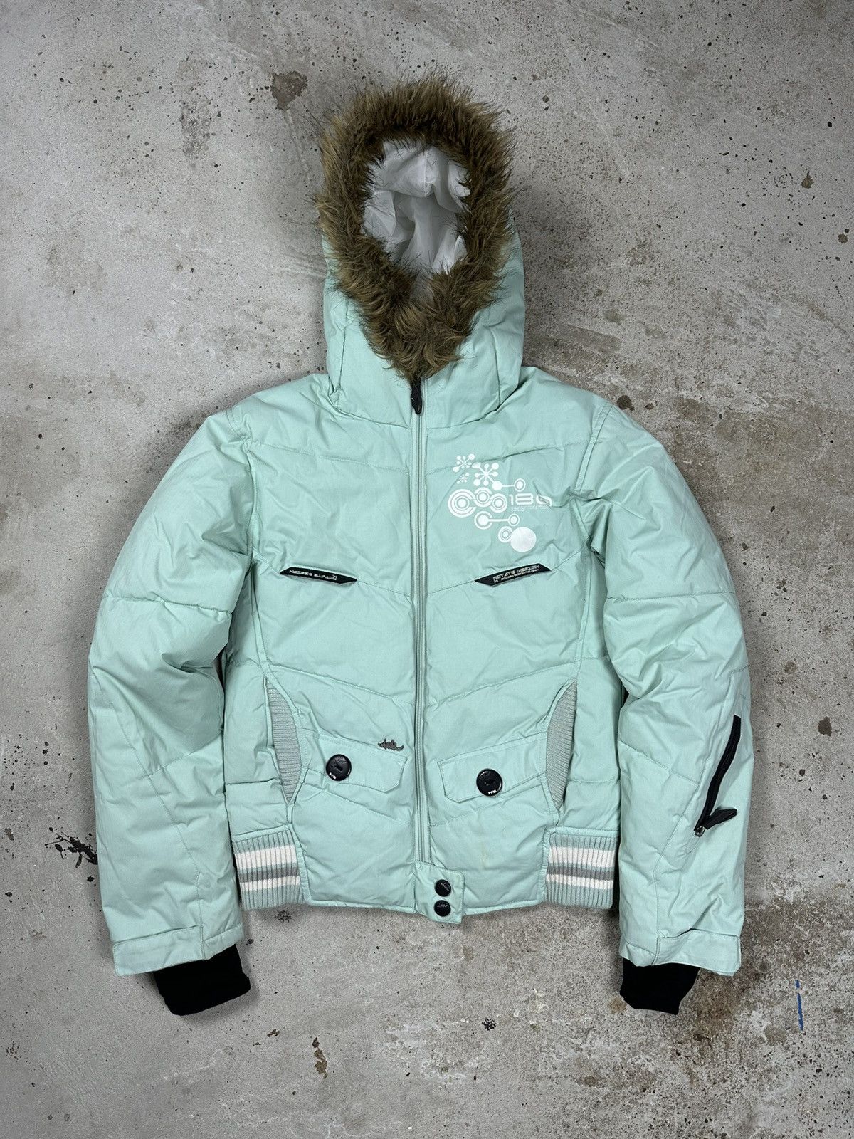 If Six Was Nine × Japanese Brand × Le Grande Bleu (L.G.B.) Vintage Y2K Faux Fur Bomber Mint Jacket Hooded Utility Size US S / EU 44-46 / 1 - 1 Thumbnail