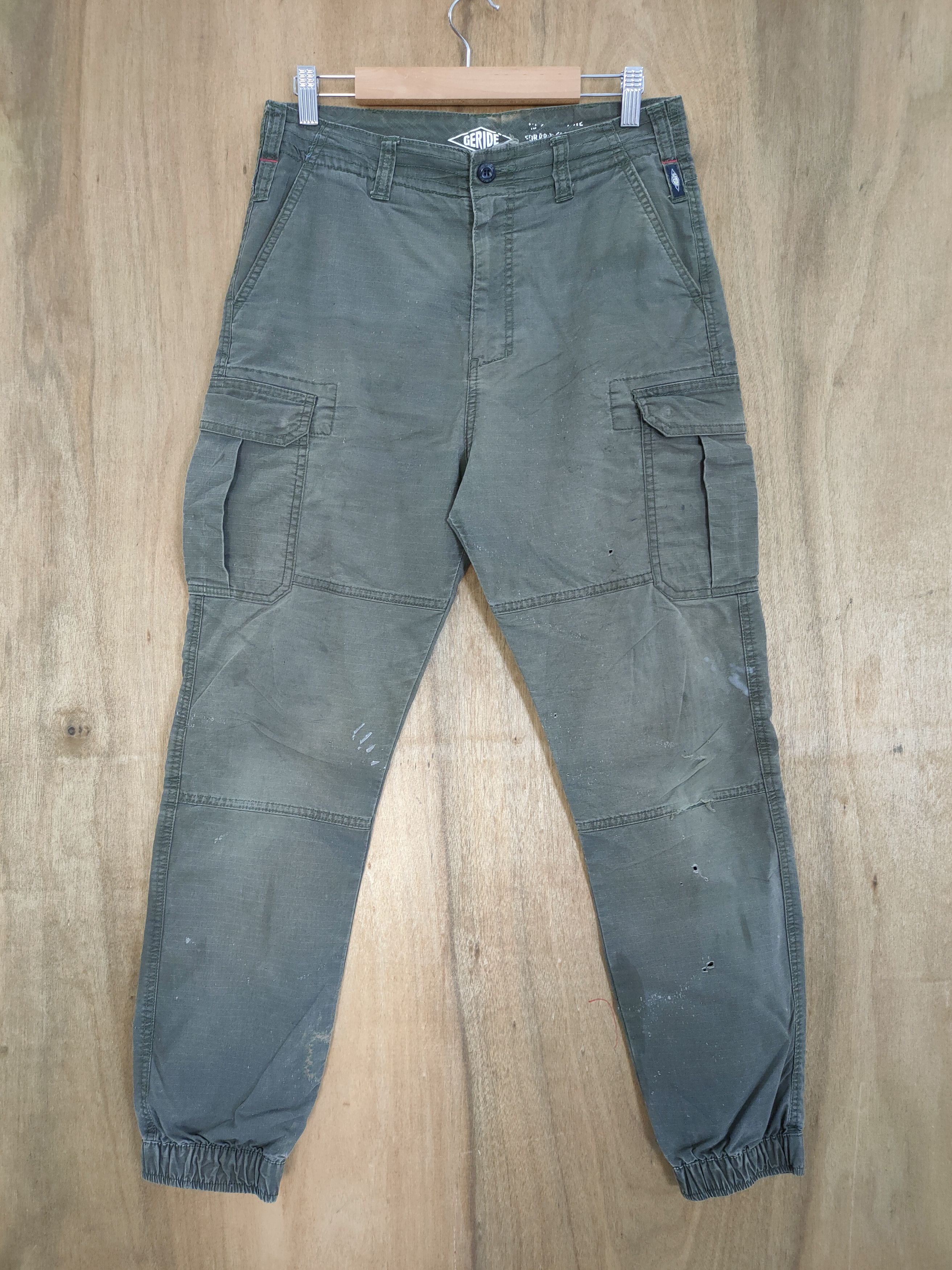 Japanese Brand VINTAGE RIPSTOP GREEN CARGO PANTS Size US 29 - 1 Thumbnail