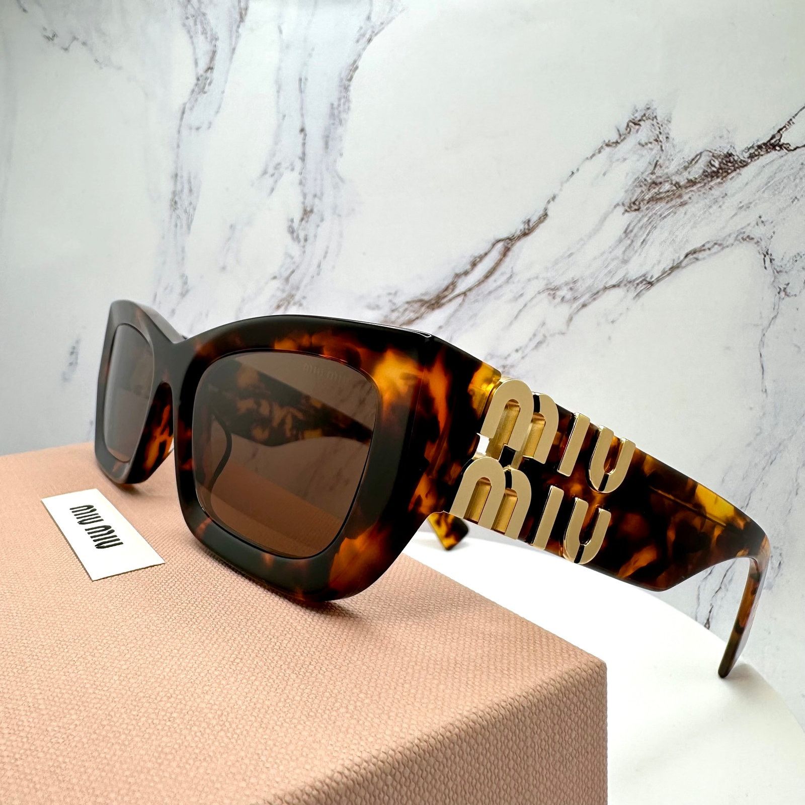 Miu Miu New MIU MIU Sunglasses Runway Glimpse Authentic Brown Square Size ONE SIZE - 18 Thumbnail