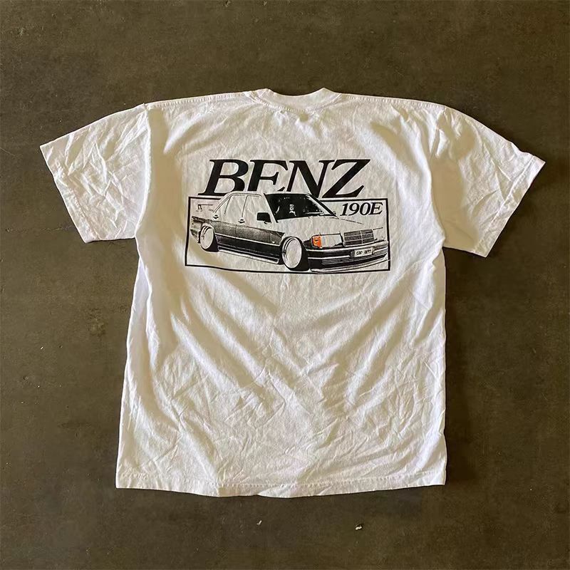 Vintage White street fashion retro car print t-shirt Size US M / EU 48-50 / 2 - 1 Thumbnail