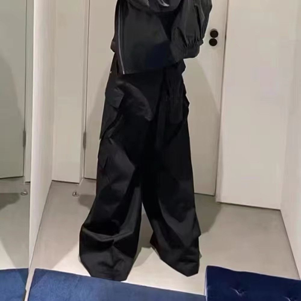 Japanese Brand × Vintage Style Wide Leg Drawstring Black Cargo Pant Size US 30 / EU 46 - 2 Thumbnail