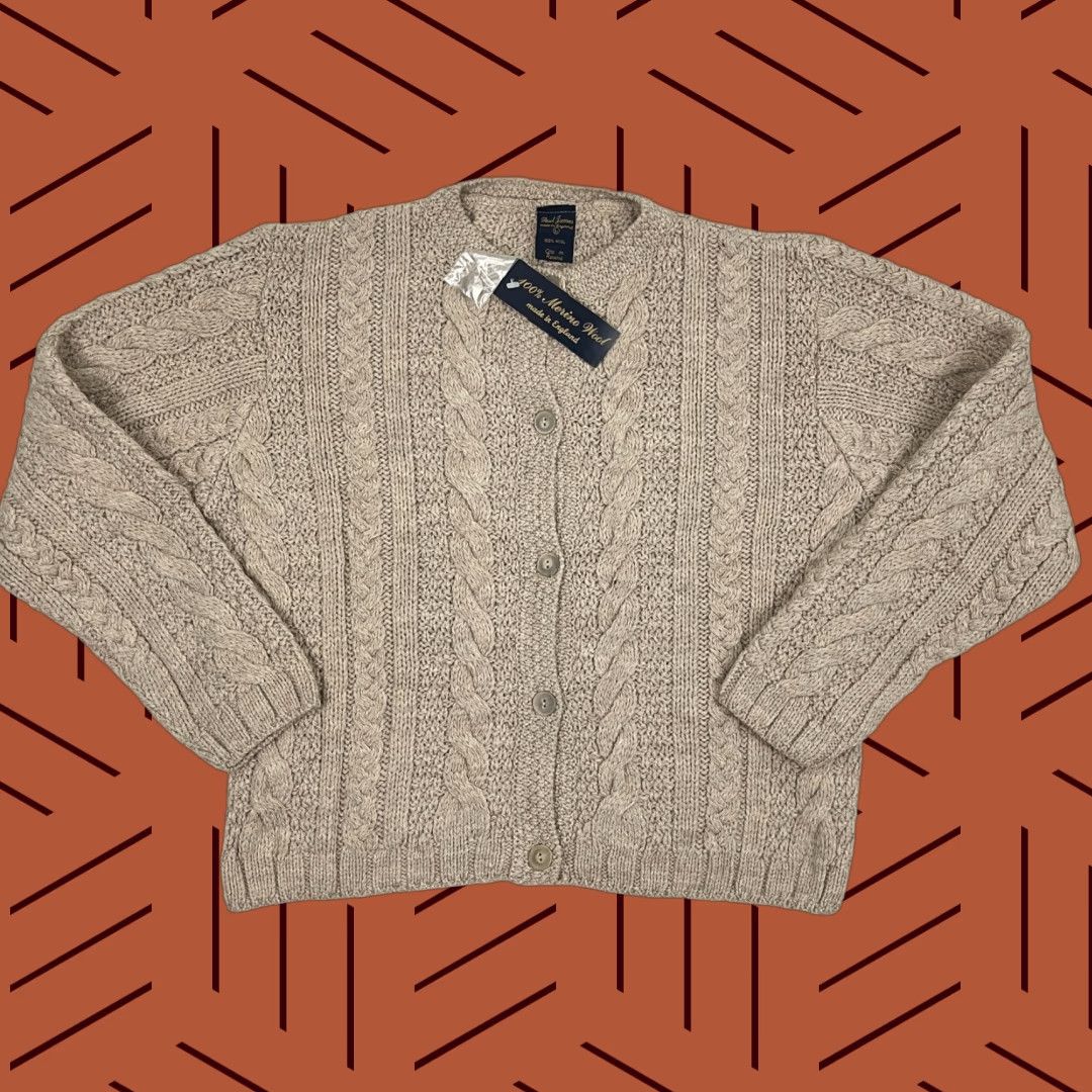 Paul James Paul James Cardigan Sweater Womens L Brown Wool Cable Knit Jumper England NEW Size L / US 10 / IT 46 - 1 Thumbnail
