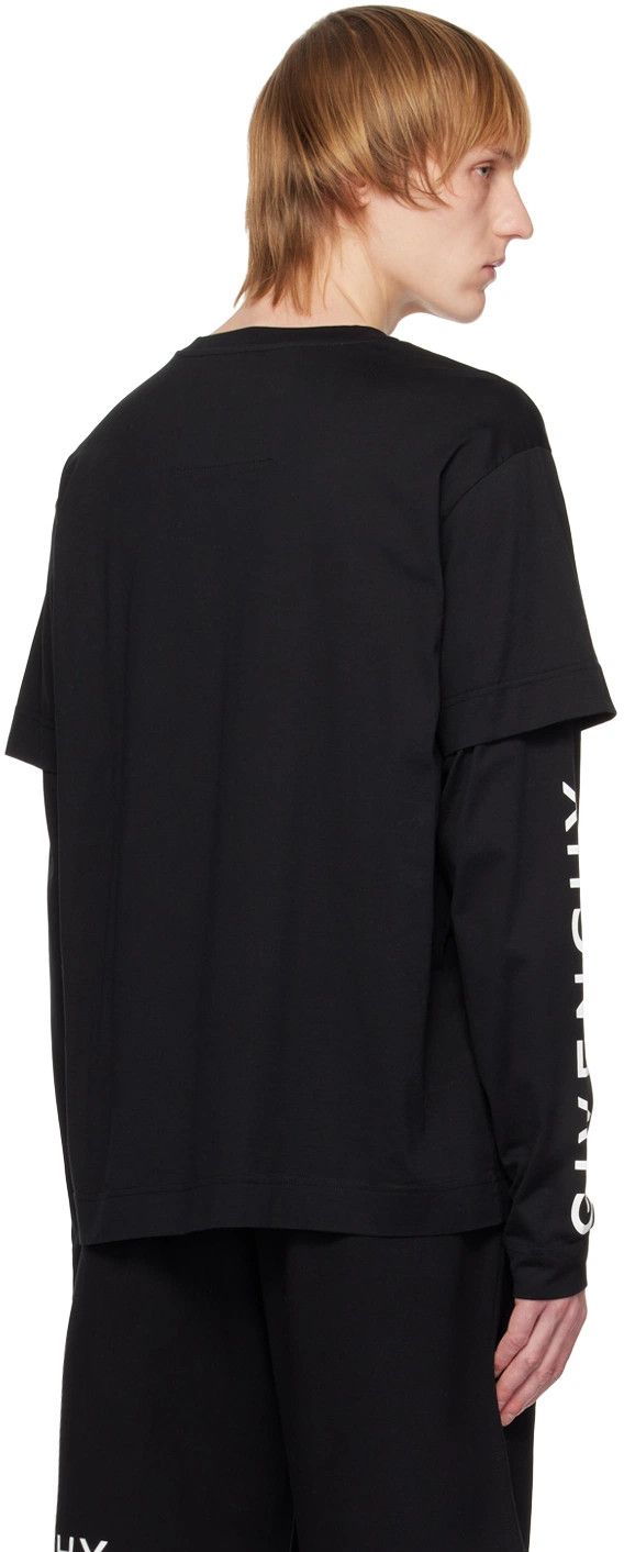 Givenchy Black Double Layered Sleeve Logo T-Shirt Size US L / EU 52-54 / 3 - 5 Thumbnail