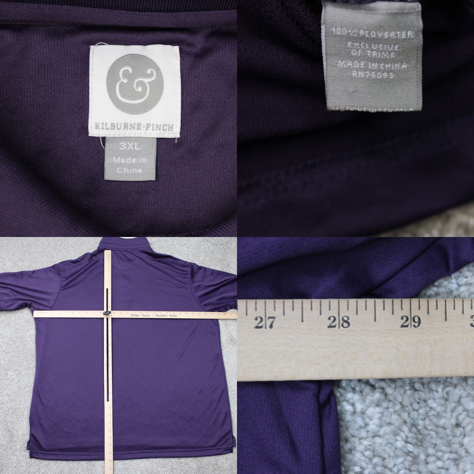 Vintage Kilburne & Finch Polo Shirt Men 3XL Purple 100% Polyester Short Sleeve Solid Shirt Polo Mens XXXL Size US XXL / EU 58 / 5 - 8 Thumbnail