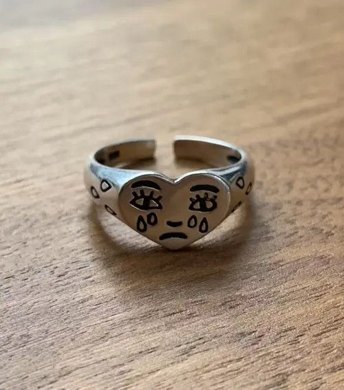 Jewelry Silver Ring - Crying Heart Size ONE SIZE - 1 Thumbnail