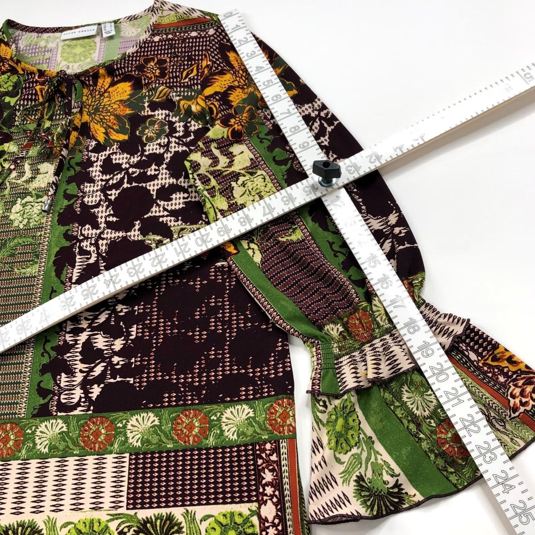 Vintage Susan Graver Blouse Long Sleeve Pullover Top All Over Print Brown Womens M Size M / US 6-8 / IT 42-44 - 4 Thumbnail