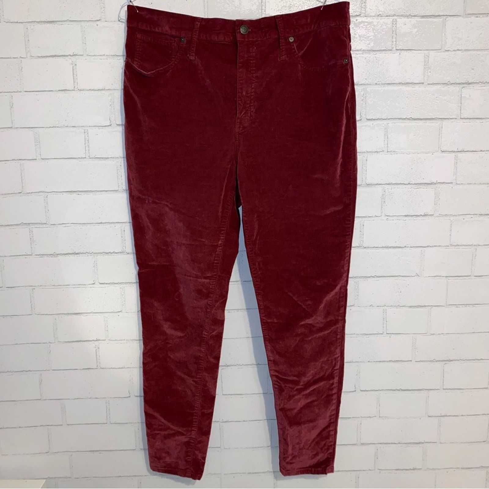 Madewell Madewell 10” High Rise Jeans Smoky Red Stretch Velvet 35 Size 35" - 2 Thumbnail