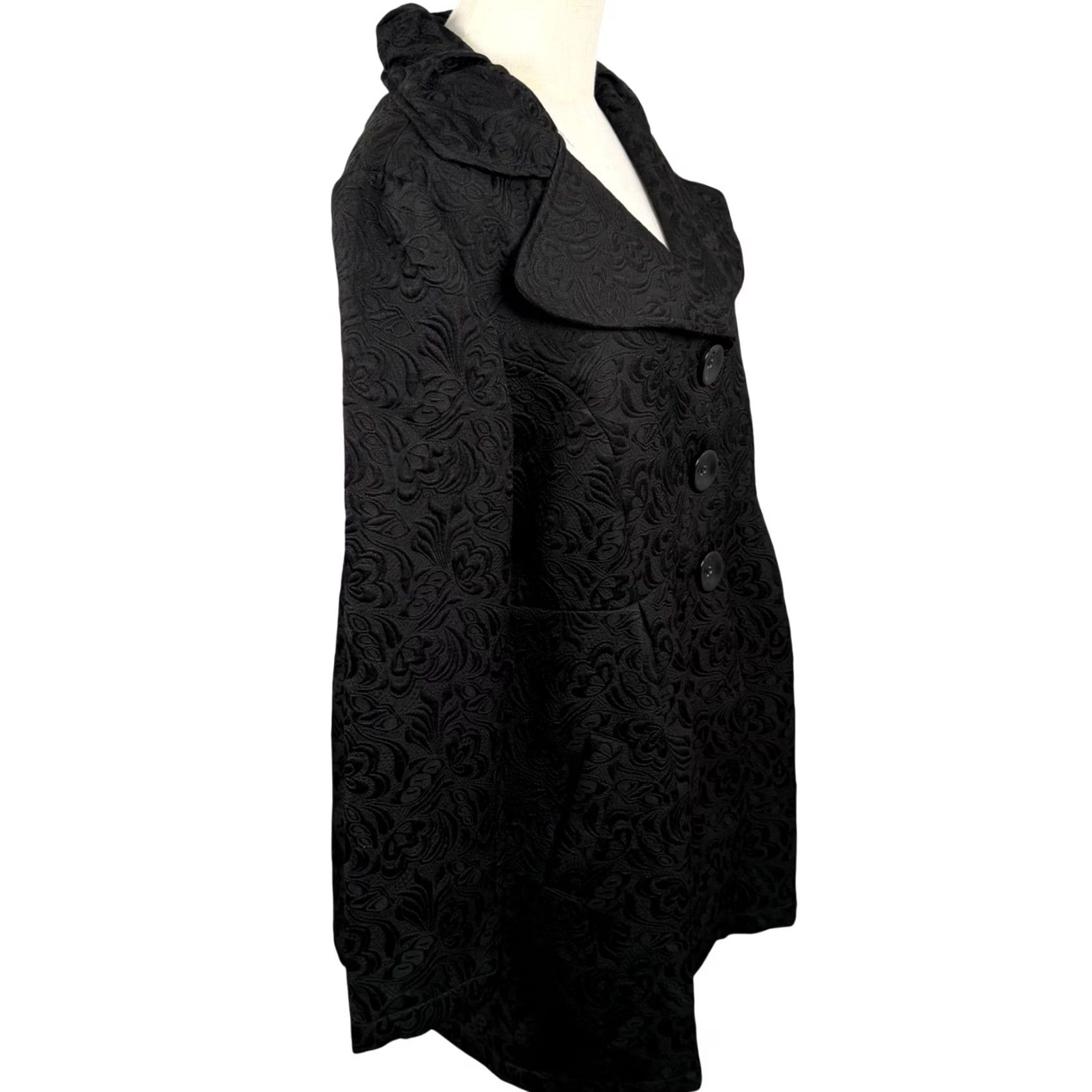 Paige Charlie Paige L/XL Coat Black Floral Jacquard Brocade Button Front Damask NWT Size XL / US 12-14 / IT 48-50 - 4 Thumbnail