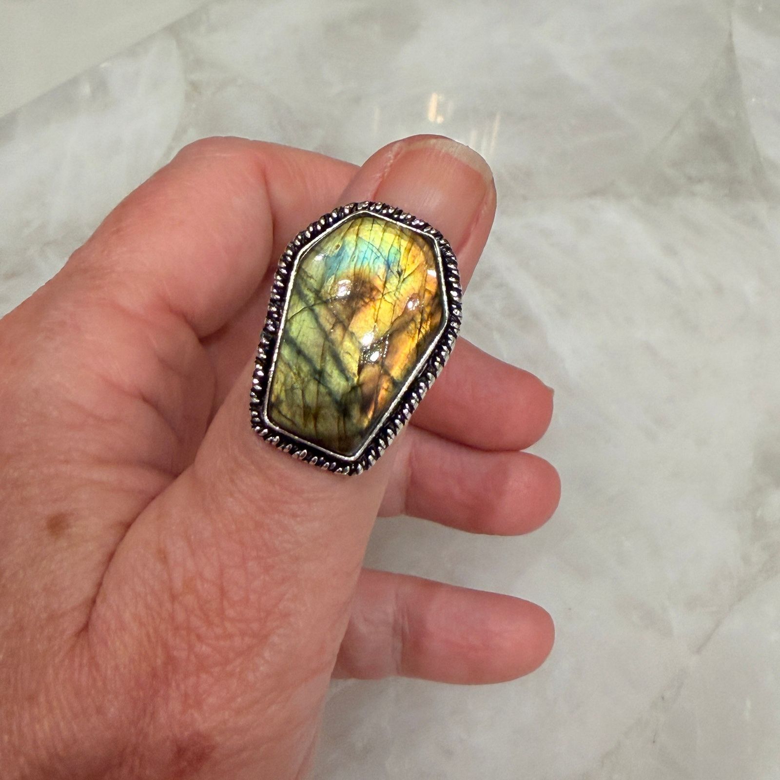 The Unbranded Brand Coffin Labradorite Ring Size ONE SIZE - 4 Thumbnail