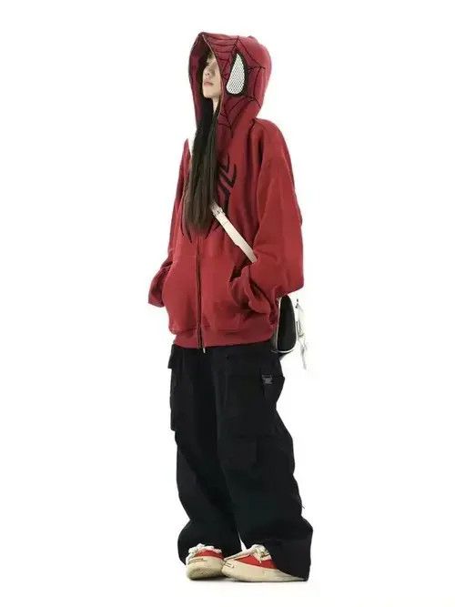 Japanese Brand Spider Man Anime Sweatshirt outdoor loose Gothic top Y2K Size US L / EU 52-54 / 3 - 2 Thumbnail