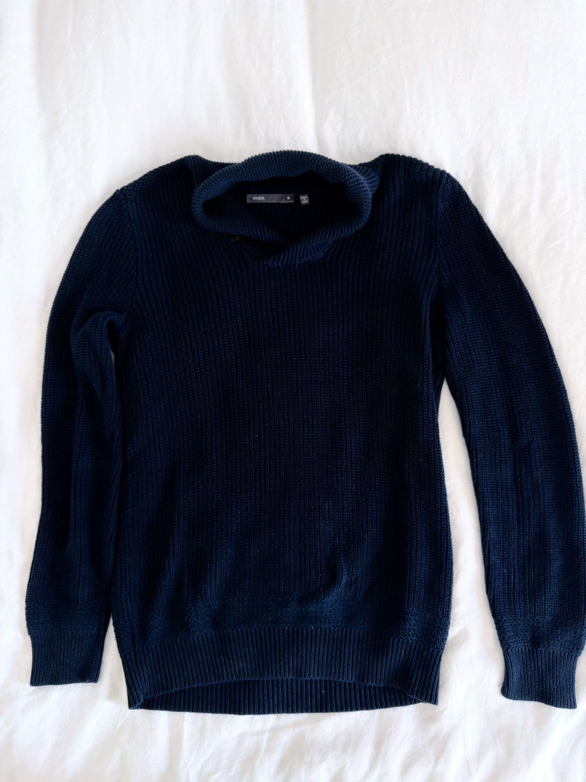 Vince Vince Navy Fisherman Knit Shawl Collar Sweater Size US M / EU 48-50 / 2 - 2 Thumbnail