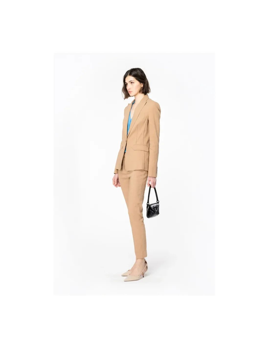 Pinko o1s22i1n0824 Linen Blend Single Breasted Blazer in Brown Size M / US 6-8 / IT 42-44 - 5 Thumbnail