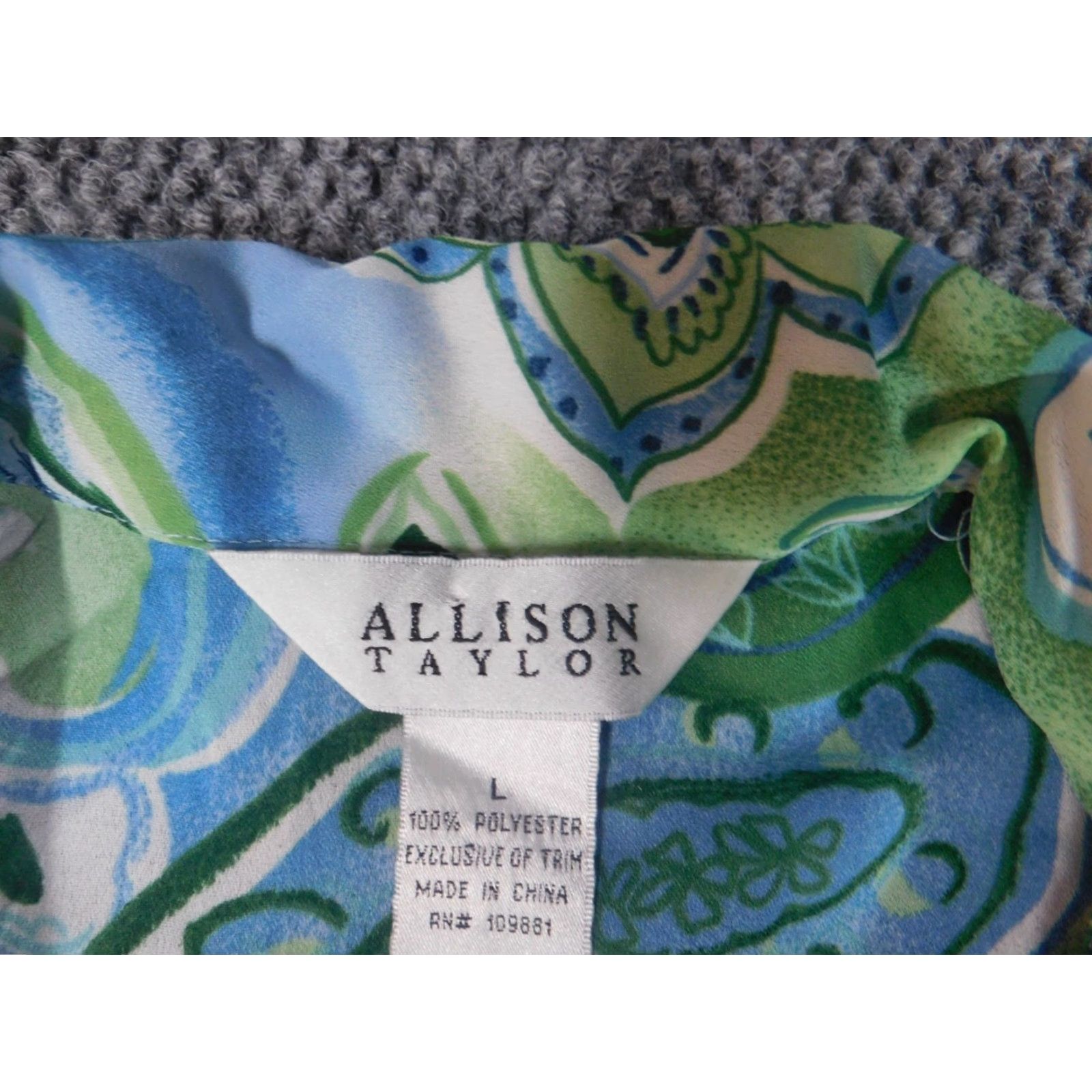 Vintage Allison Taylor Womens Top L Green Floral Pullover Size L / US 10 / IT 46 - 4 Thumbnail