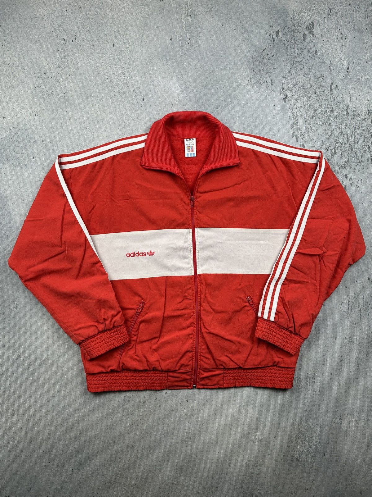 Adidas Vintage Adidas West Germany Rare Track Jacket Red White 80s Size US L / EU 52-54 / 3 - 1 Thumbnail