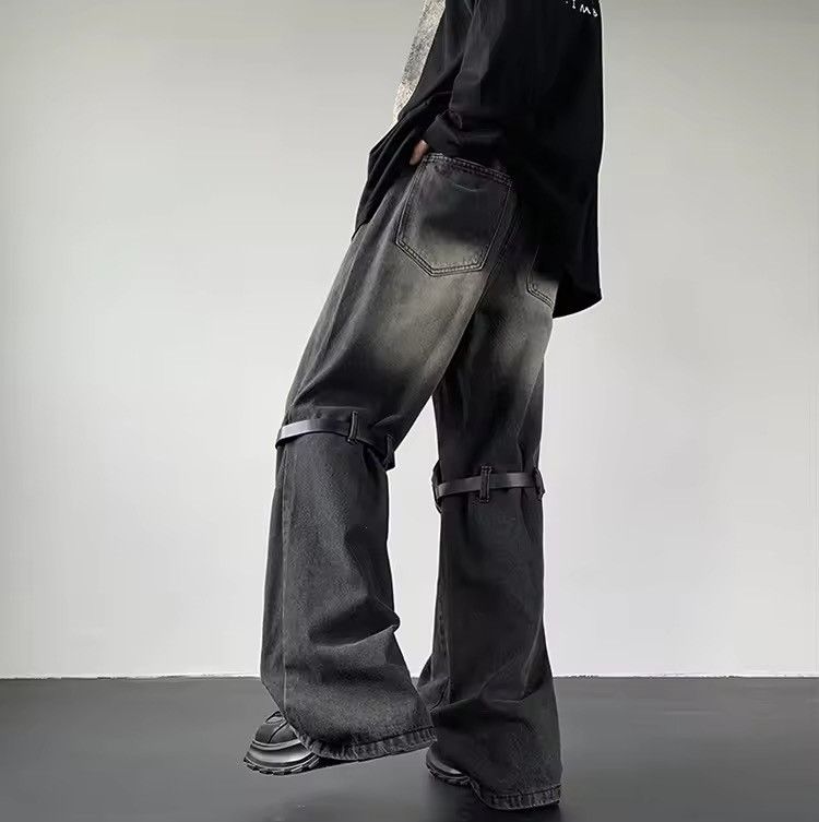 Japanese Brand Denim with Strap Buckle Details – Streetwear Utility Jeans Size US 29 - 8 Thumbnail