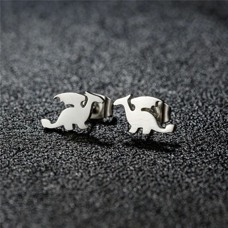 Jewelry Mini Dragon Stud Earrings Charm Earring Gift Size ONE SIZE - 1 Thumbnail