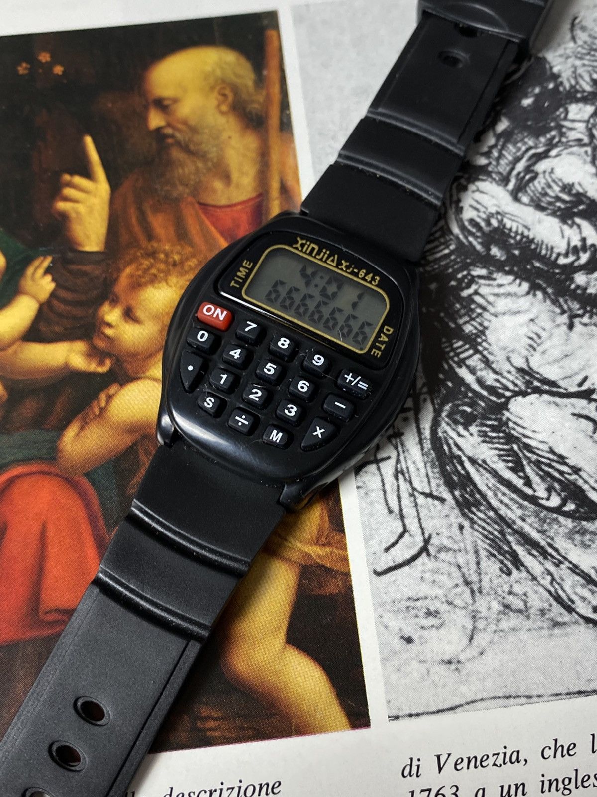 Japanese Brand Vintage Xinjia XJ-643 Calculator Watch Retro Digital Black Size ONE SIZE - 8 Thumbnail
