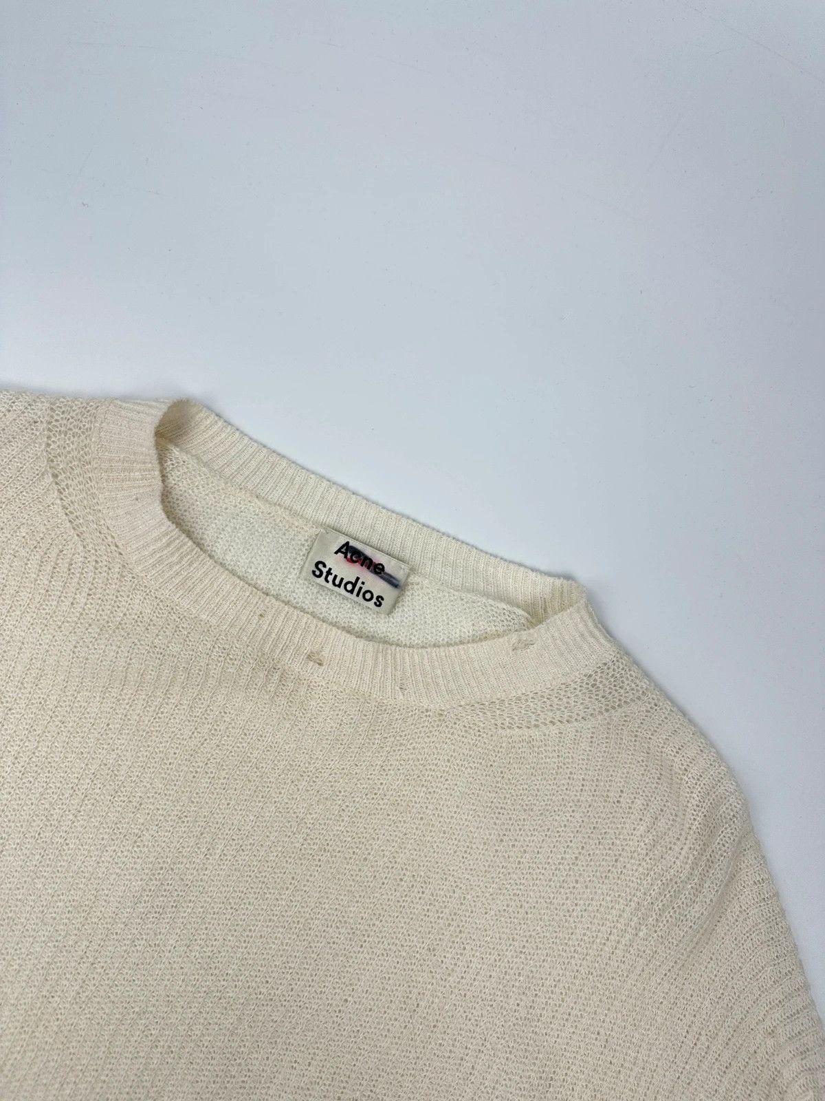 Acne Studios Acne Studio SS2017 Destroy Holes Knit Beige & White Sweater Size US S / EU 44-46 / 1 - 8 Thumbnail